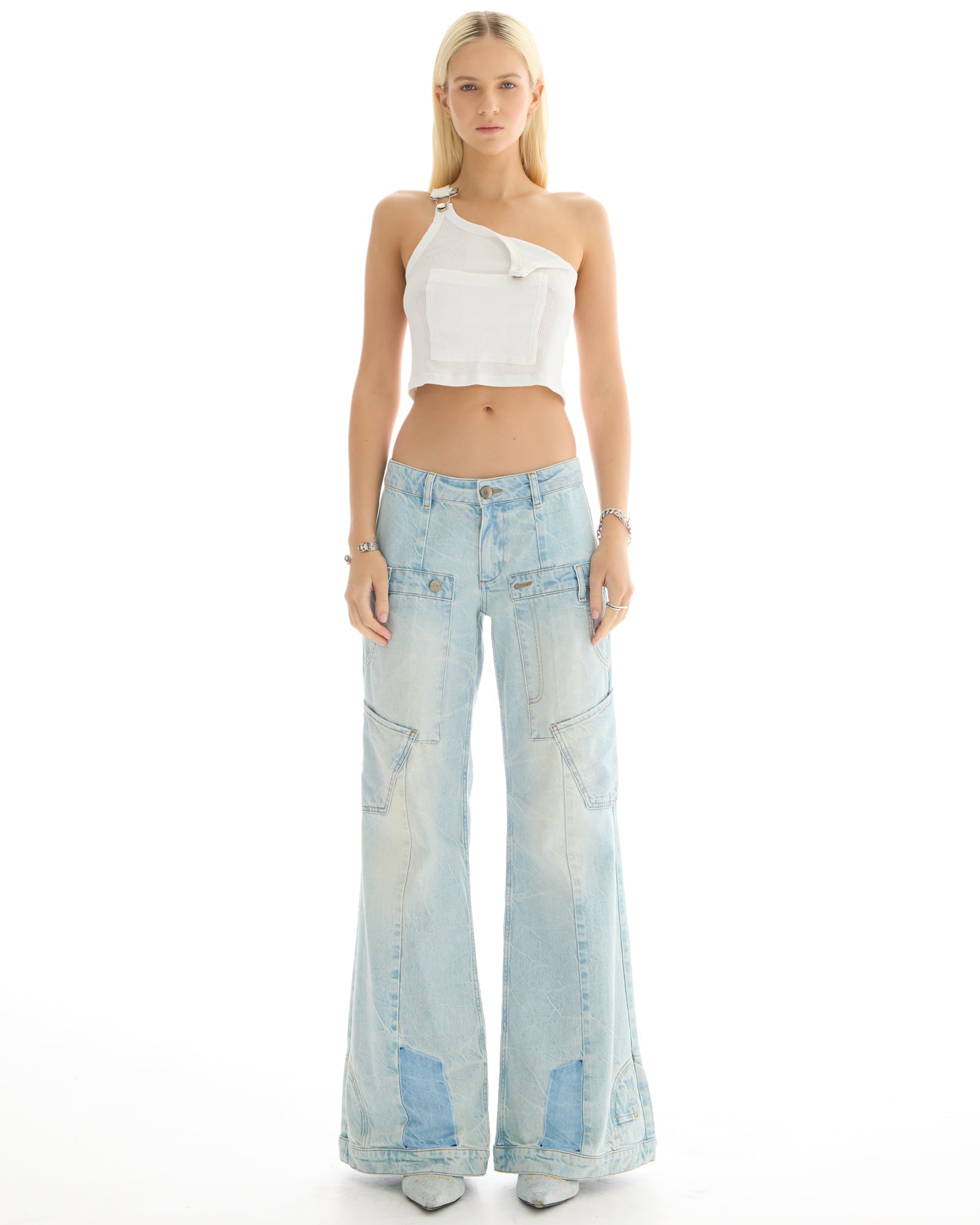The Tales Reworked Denim Flares by THE TALES - front view