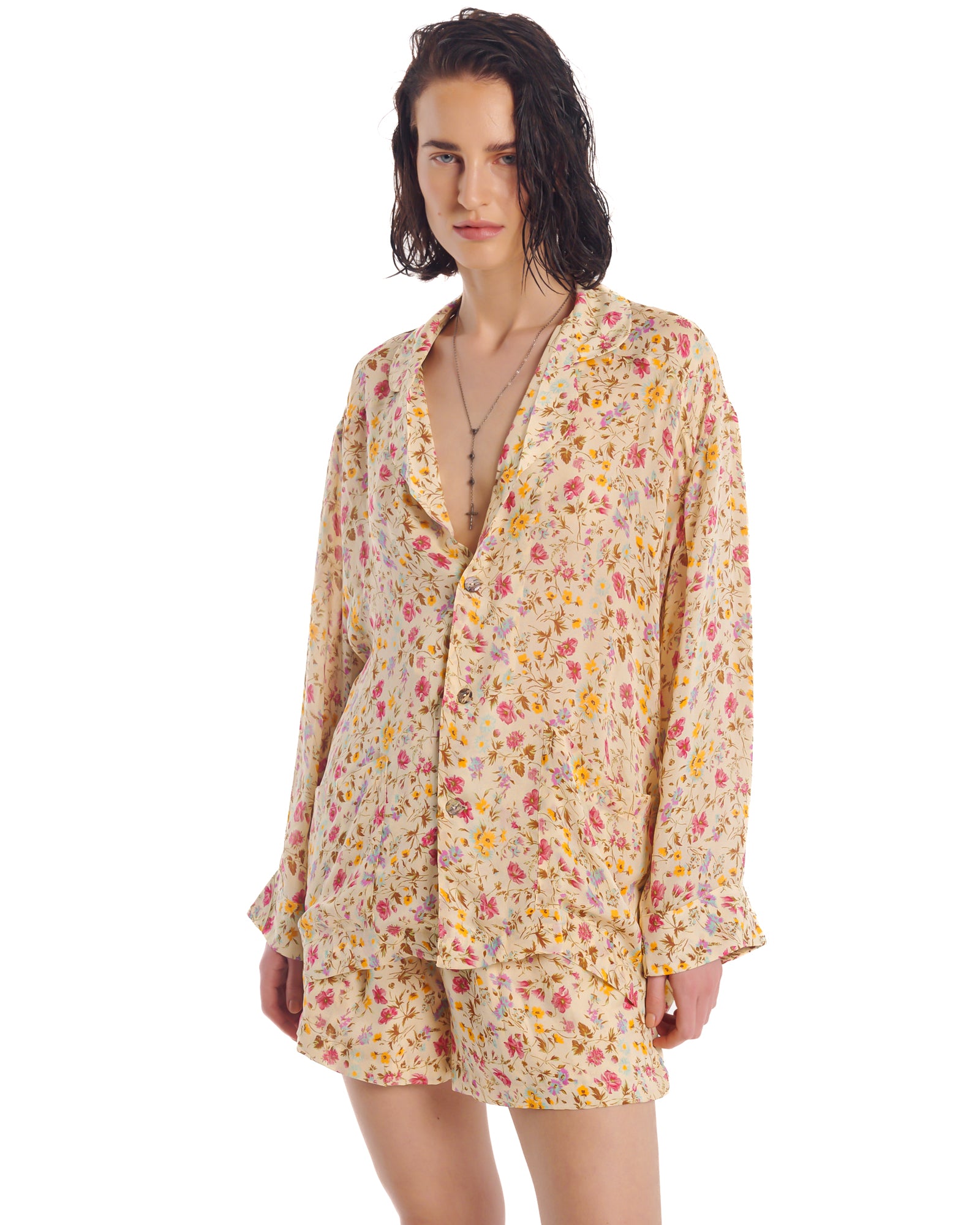 Florence Bloom Crepe Peasant Shirt