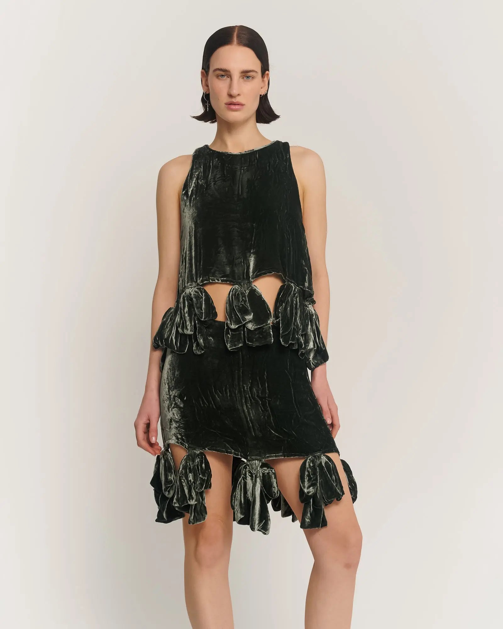 Silk Velvet Party Bow Skirt by THE TALES - front view
