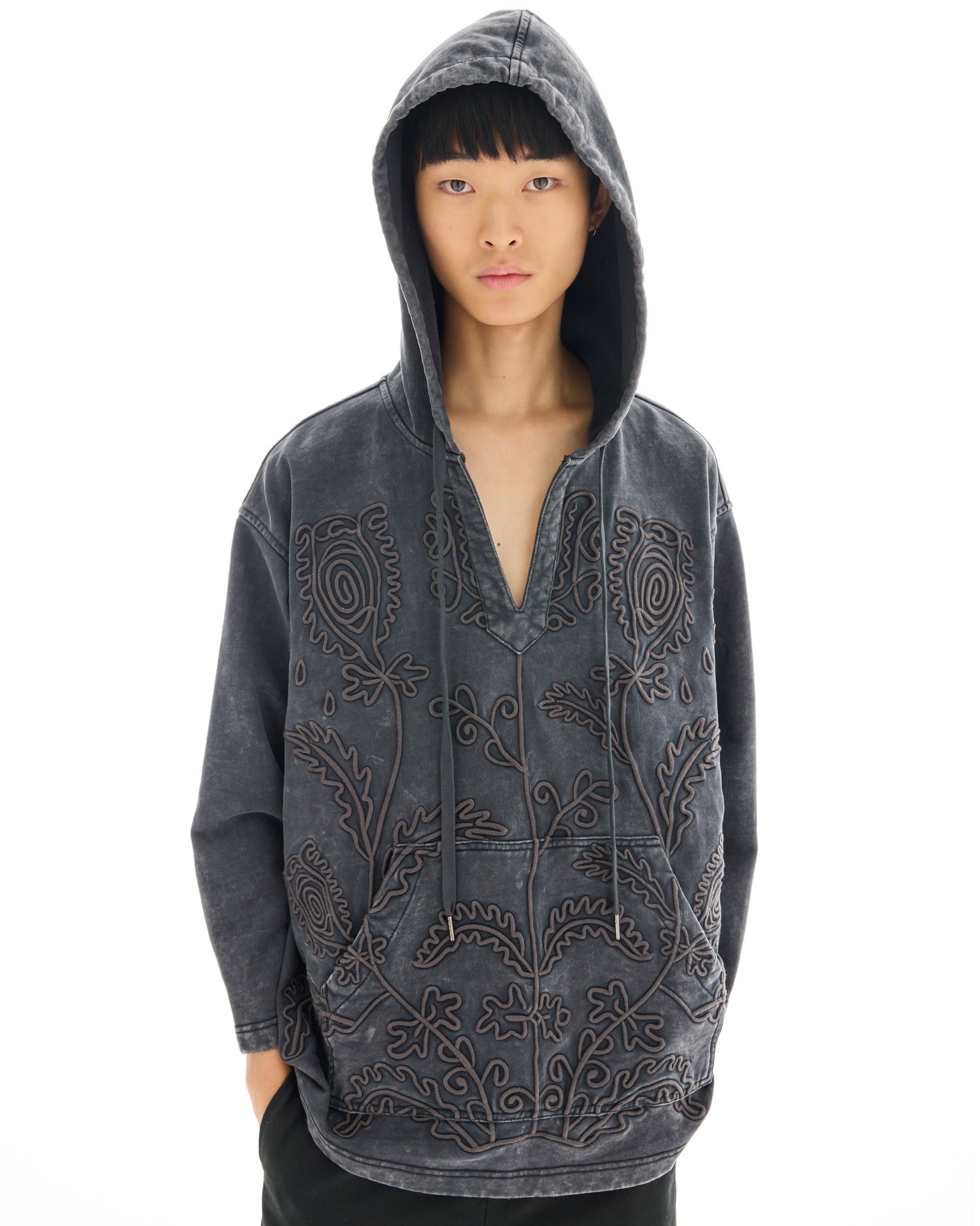 Embroidered Flower Hoodie