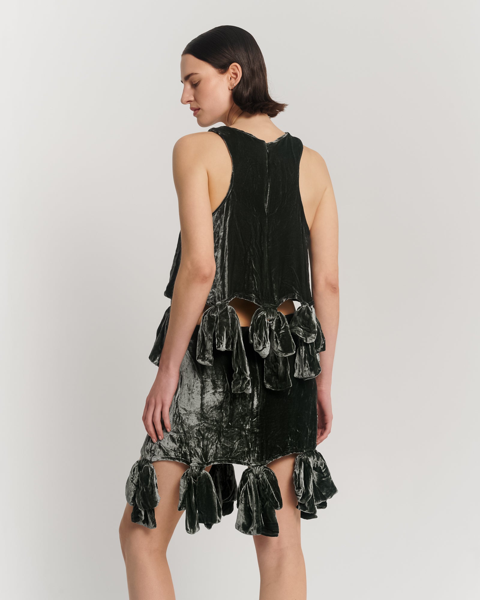 シルクベルベットのパーティーボウスカート