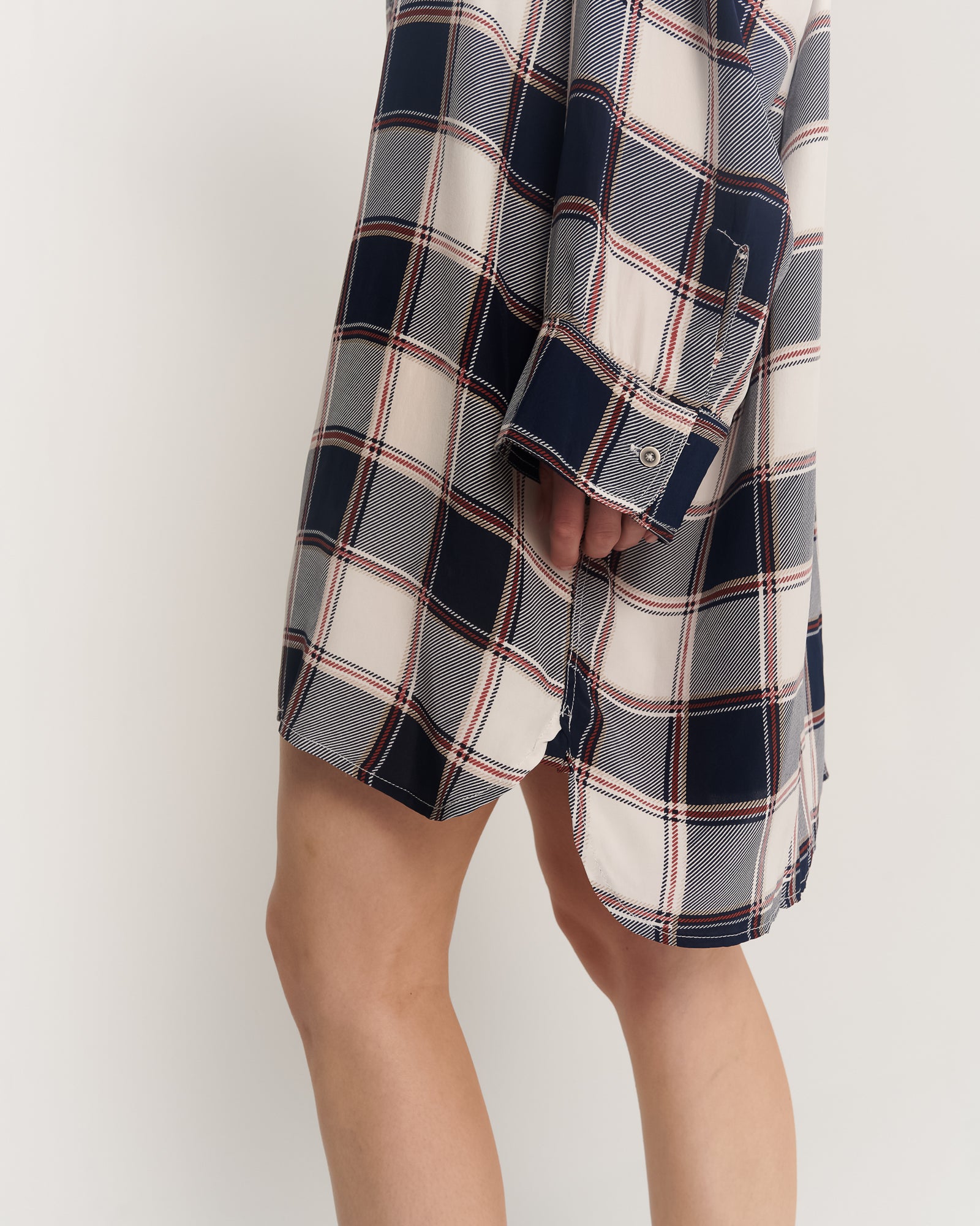 Silk Check Oversized Shirt