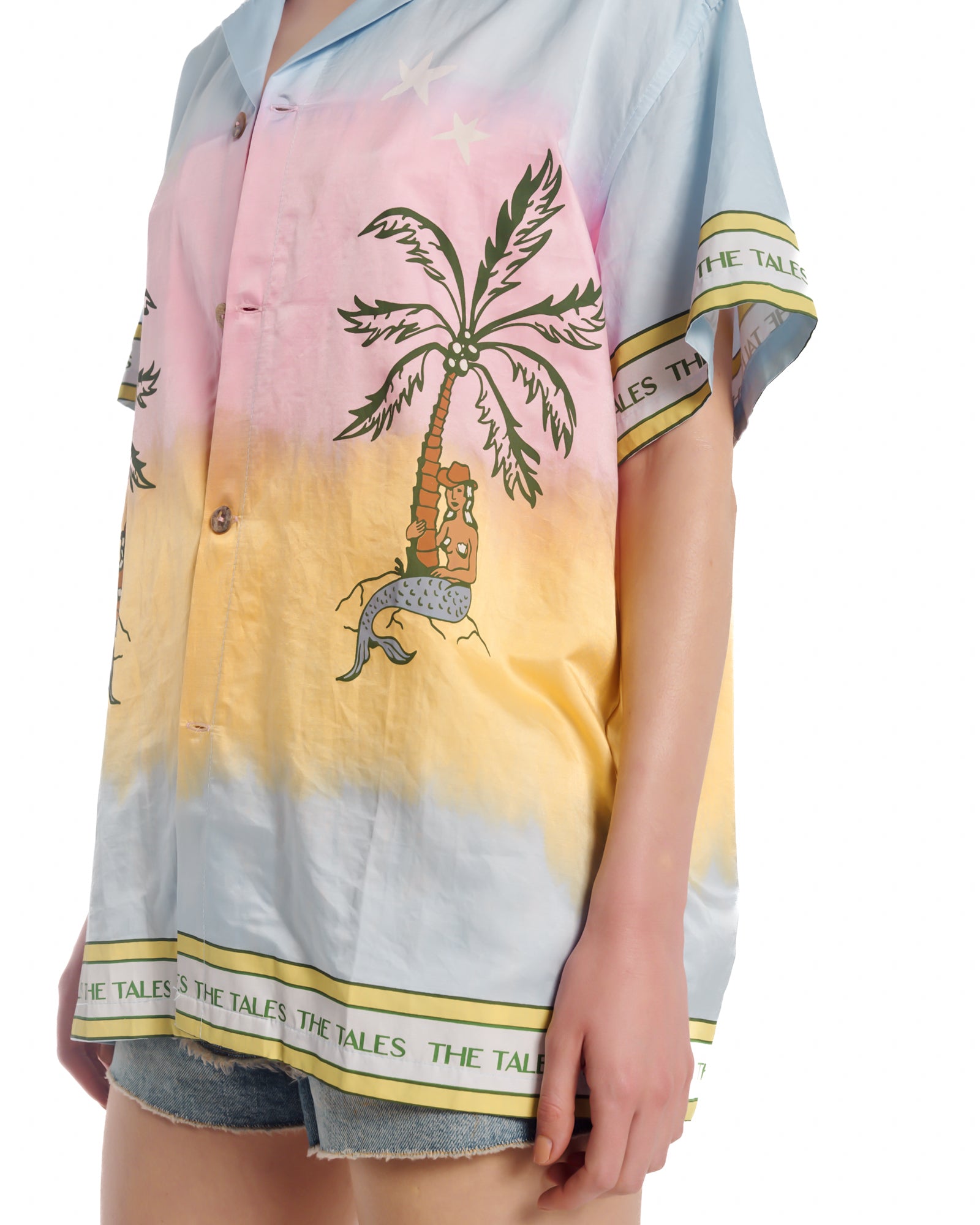 Cowboy Mermaid hand Dyed Camp Shirt
