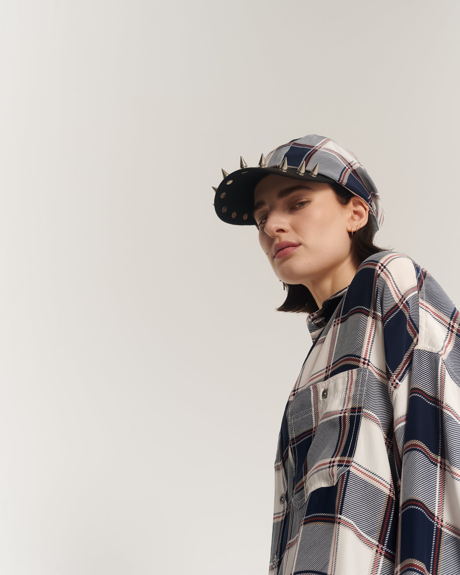 Silk Check Oversized Shirt