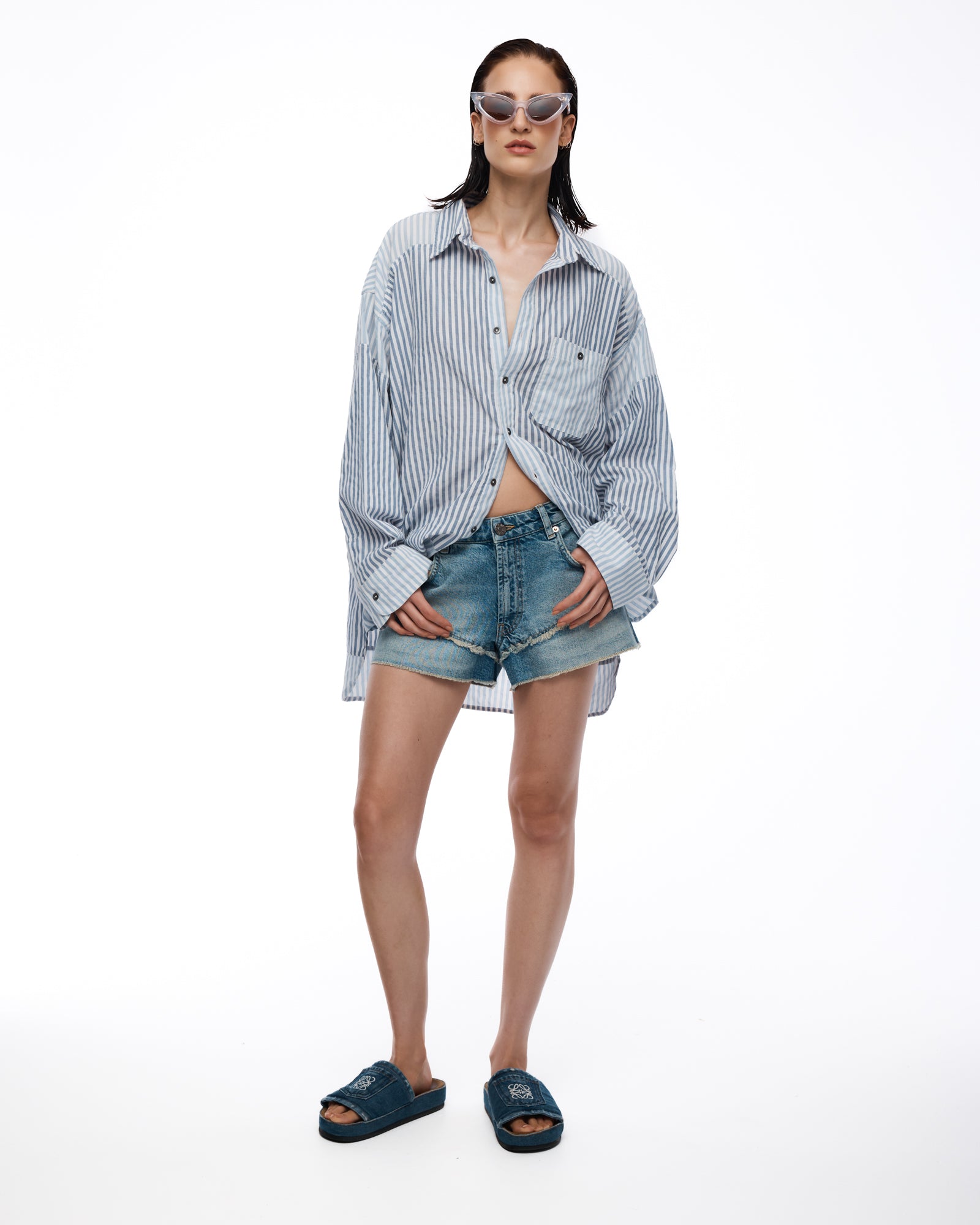Hemd aus Dixie-Satin und Chantilly-Spitze