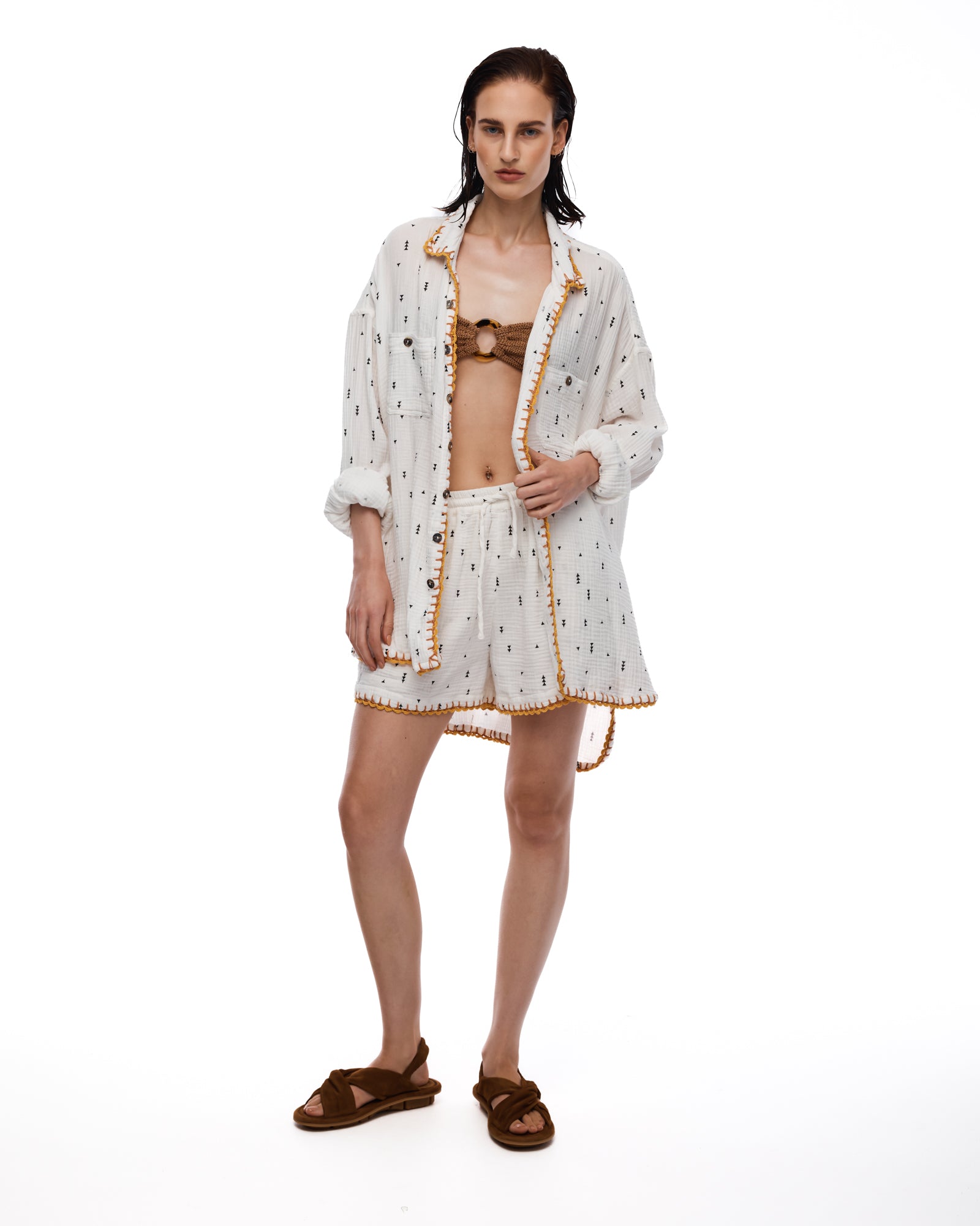 This Way That Way Crochet Muslin Shirt