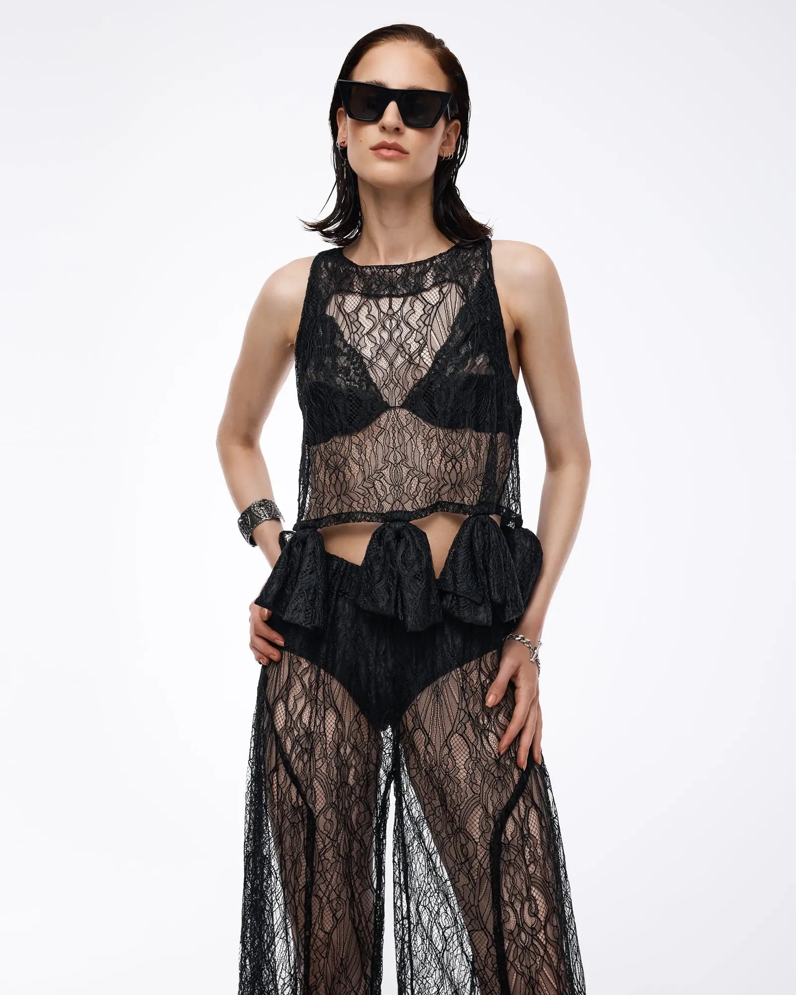 Chantilly Lace Bow Tank by THE TALES - front view full length