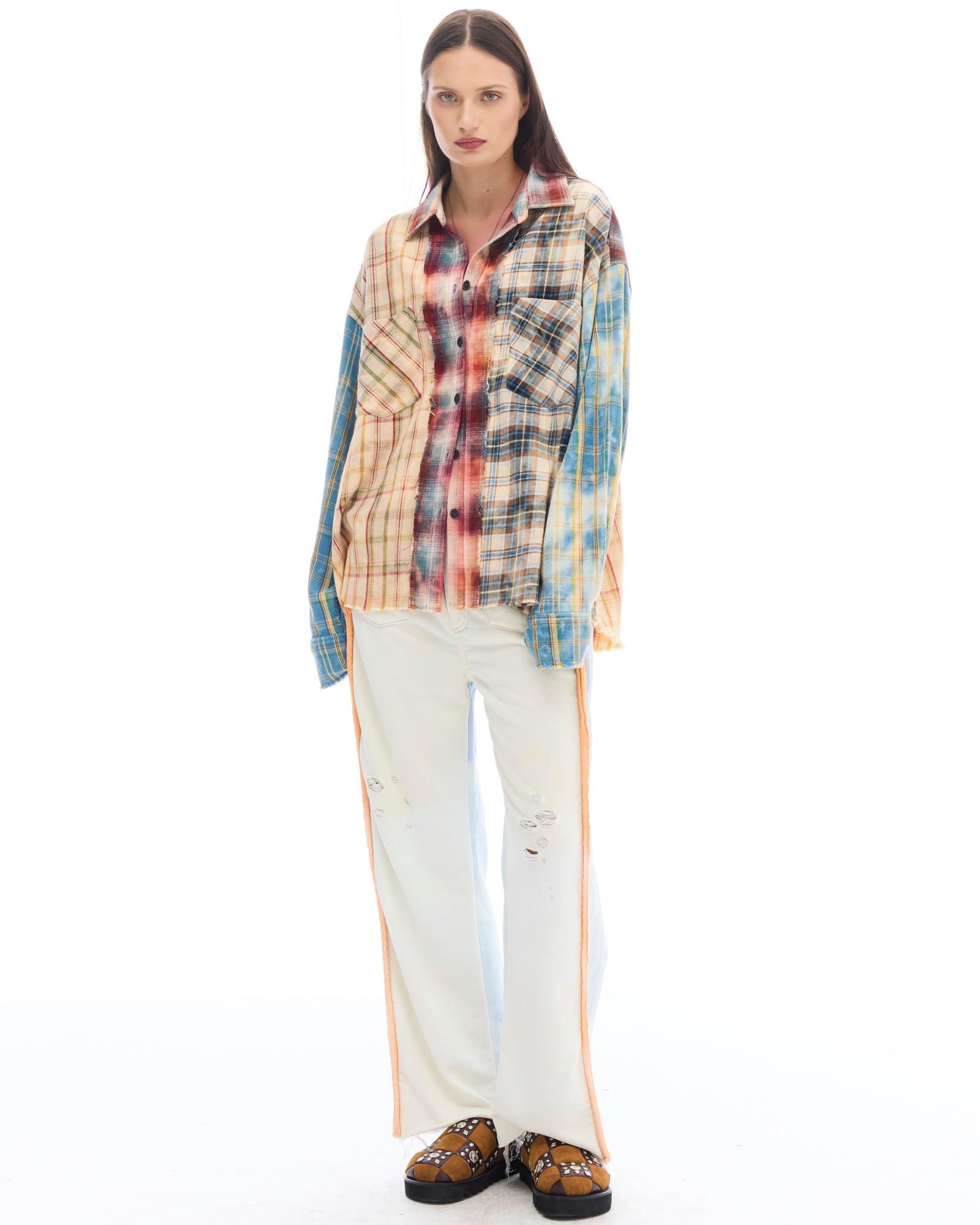 Patchwork Check Flannel Shirt