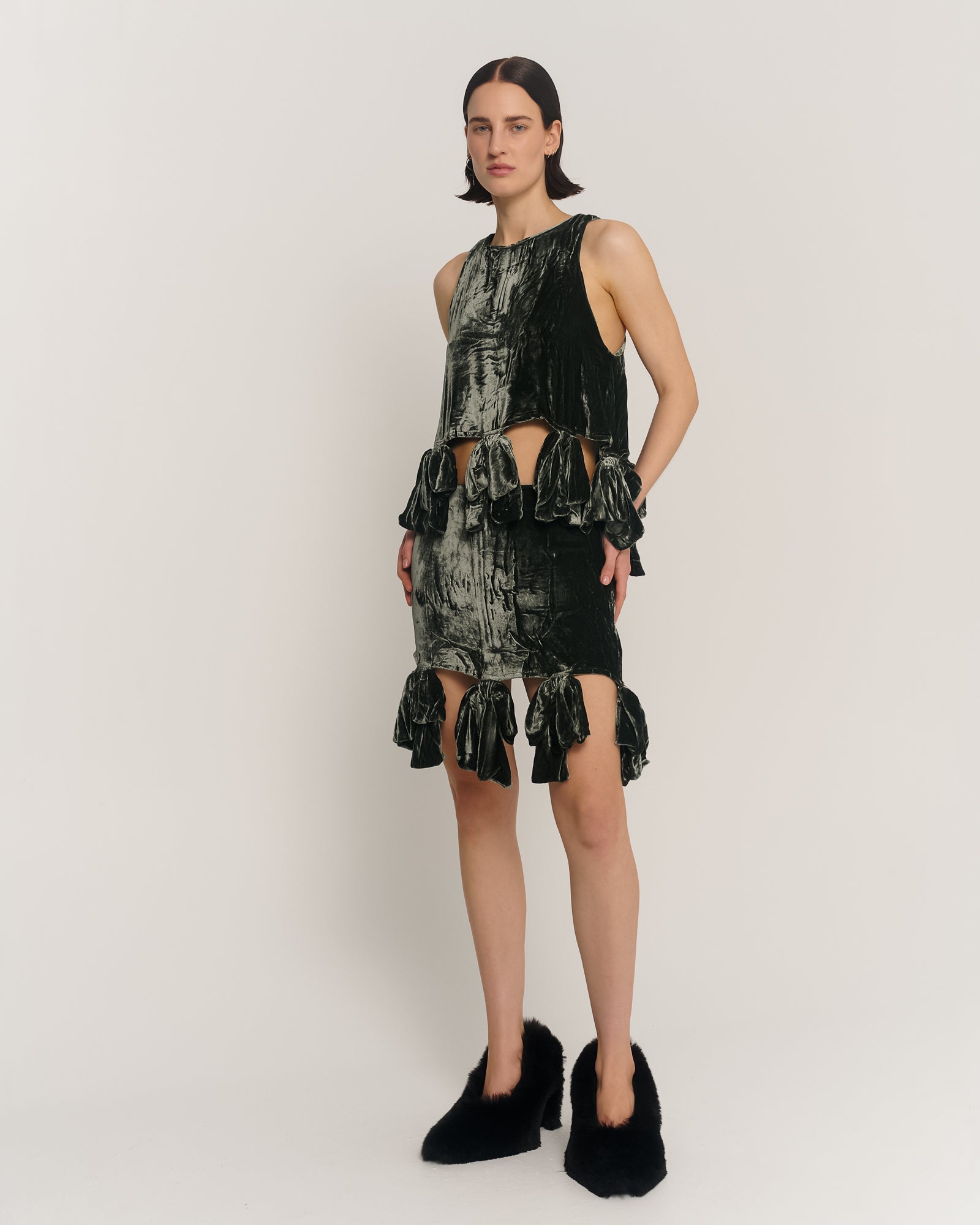 シルクベルベットのパーティーボウスカート