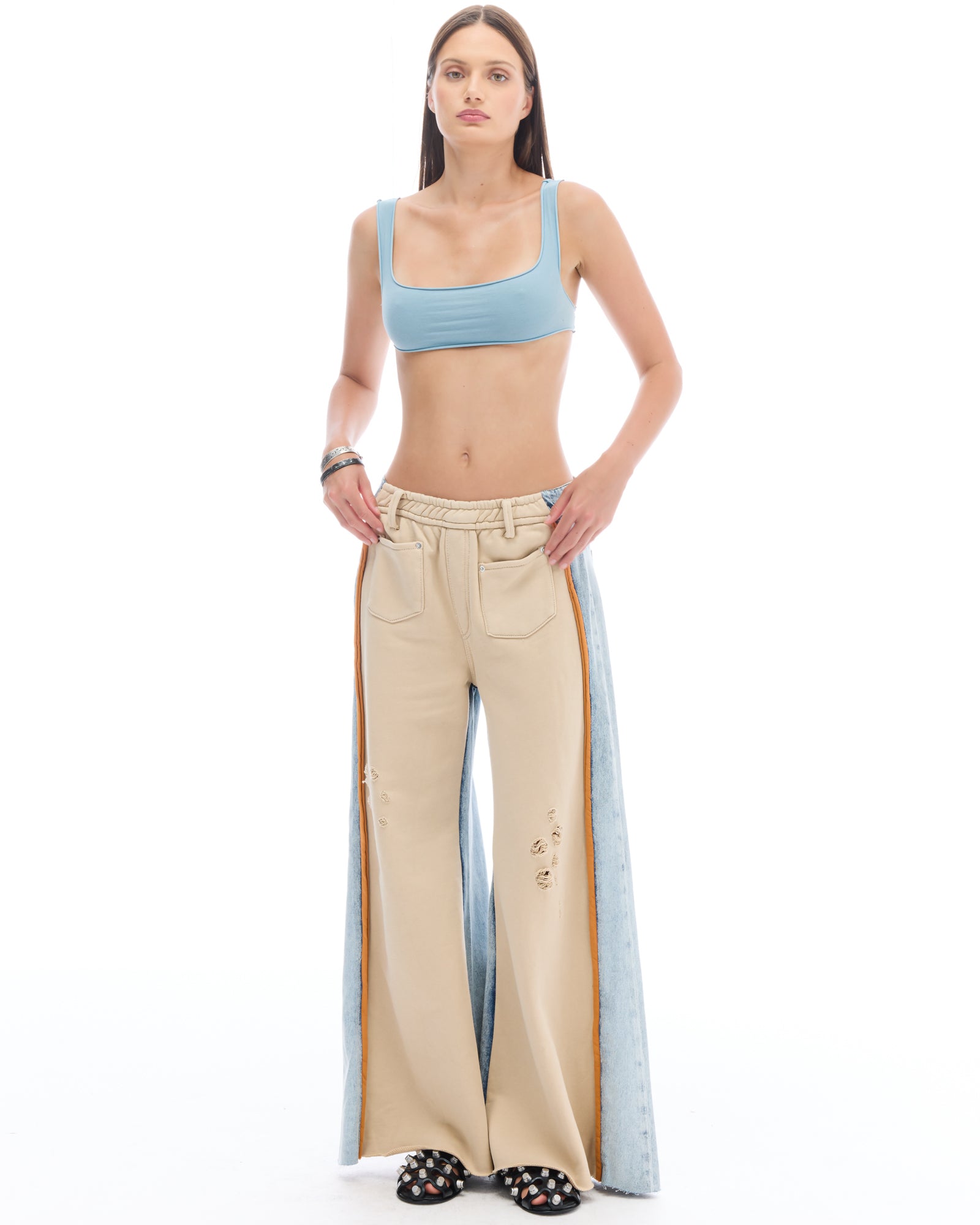 The Tales Denim Patched Sweat Flares