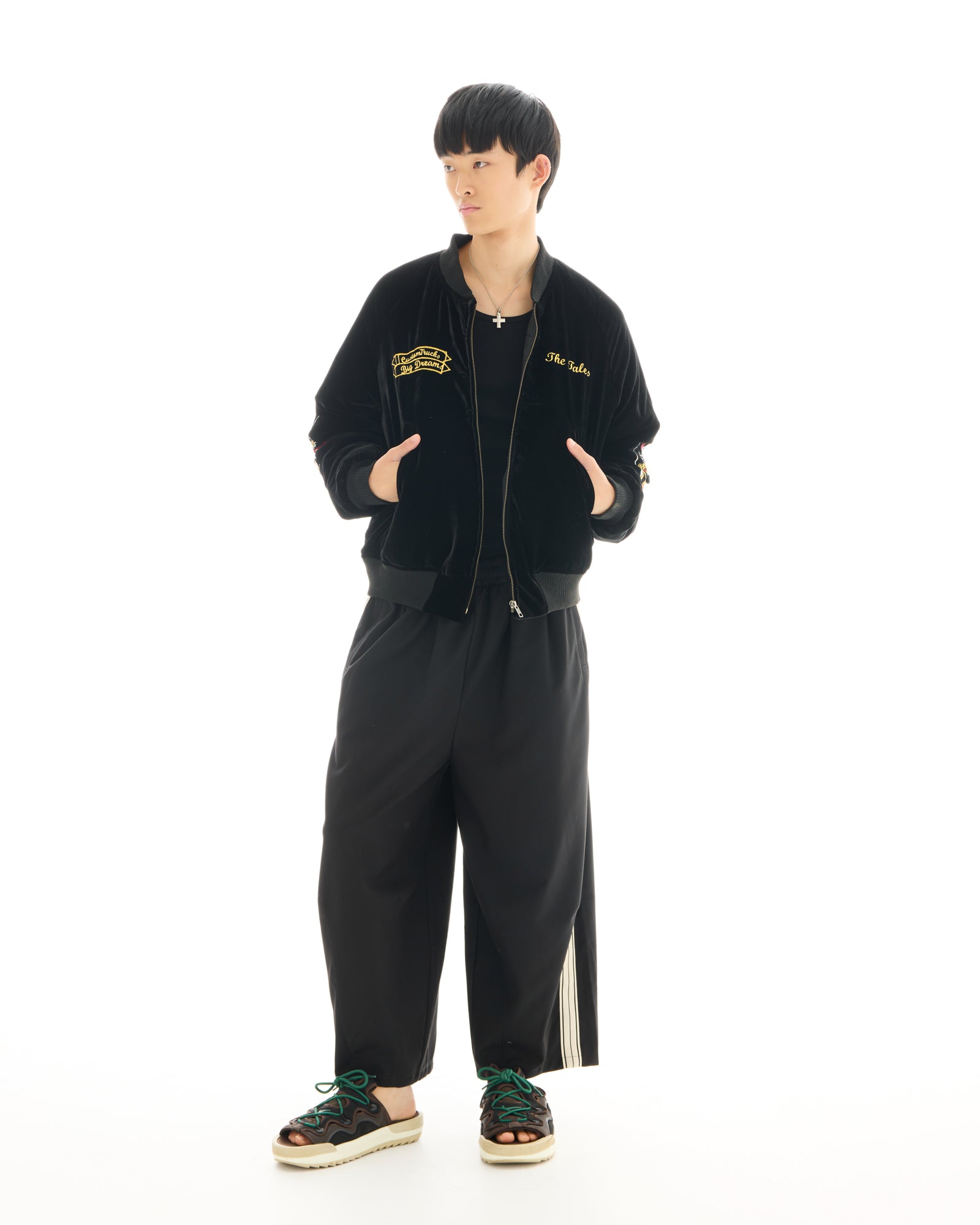 Tokyo Dragon Embroidered Velvet Bomber Jacket
