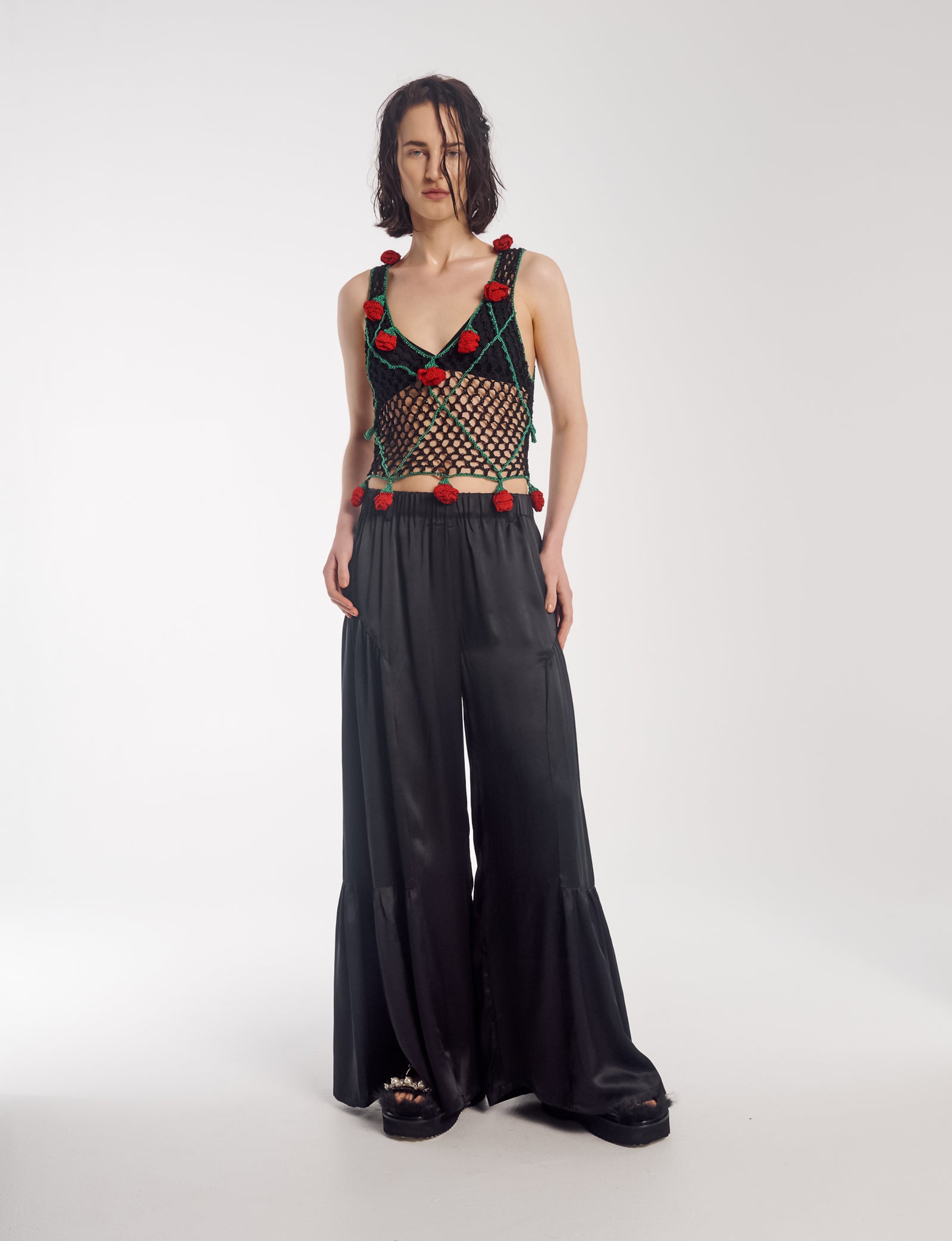 Black Silk Peasant Pants