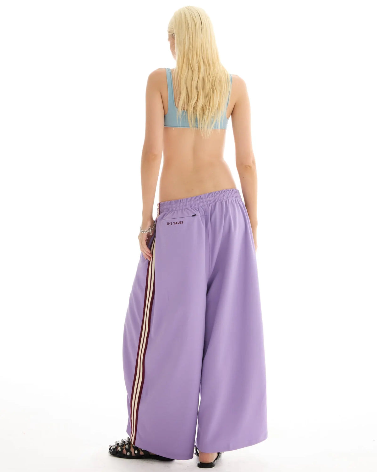 The Tales Harajuku Purple Track Pant by THE TALES - purple colorway, side view