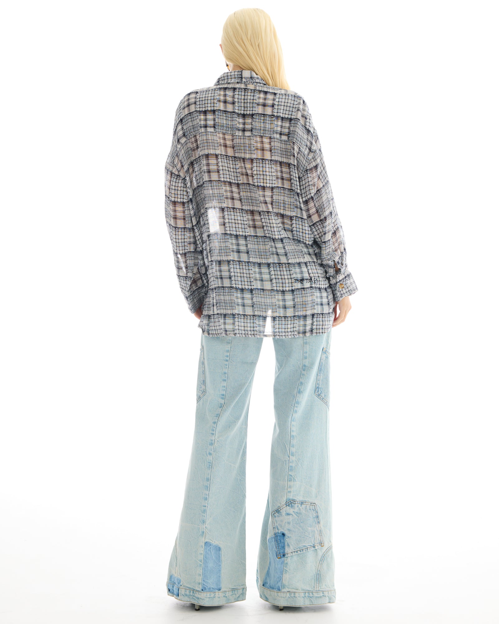 Mono Frayed Patchwork Check Shirt