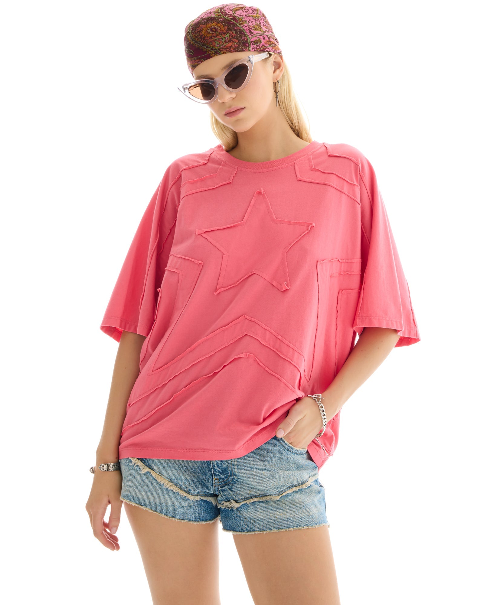 3D Panelled Star Batwing Tee by THE TALES - back view