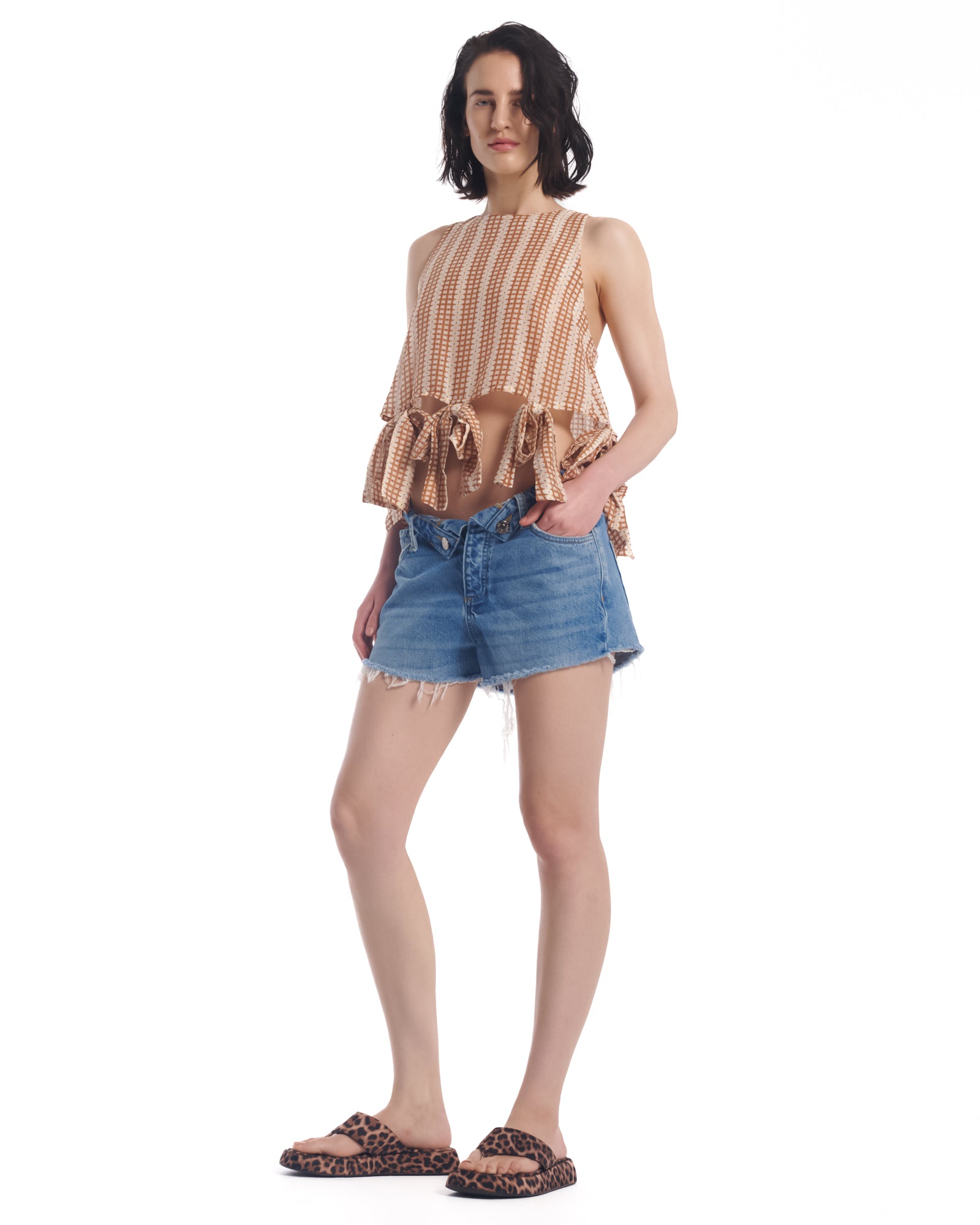 Retro Daisy Cotton Bow Top