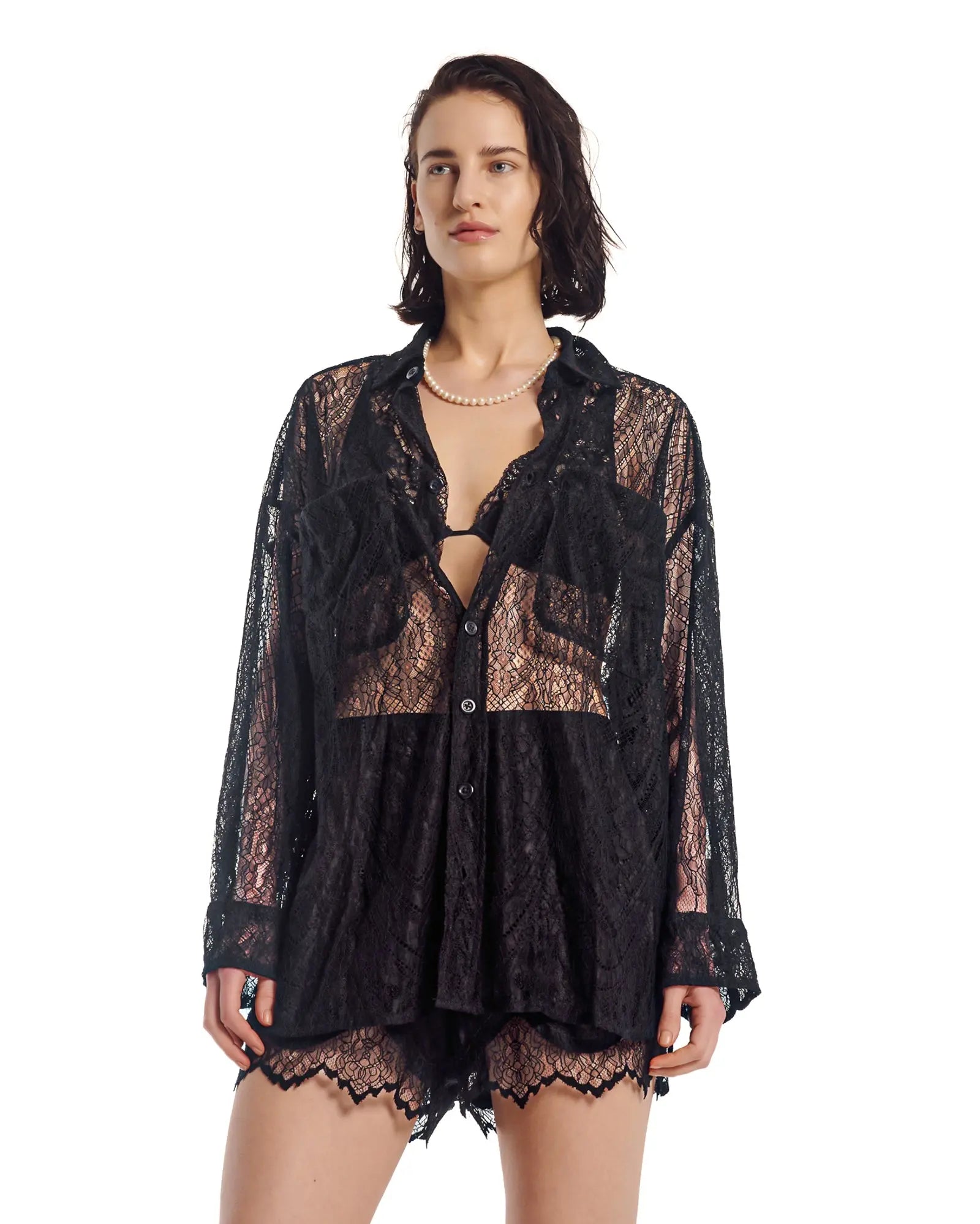 The Tales Chantilly Lace Shirt by THE TALES - side view