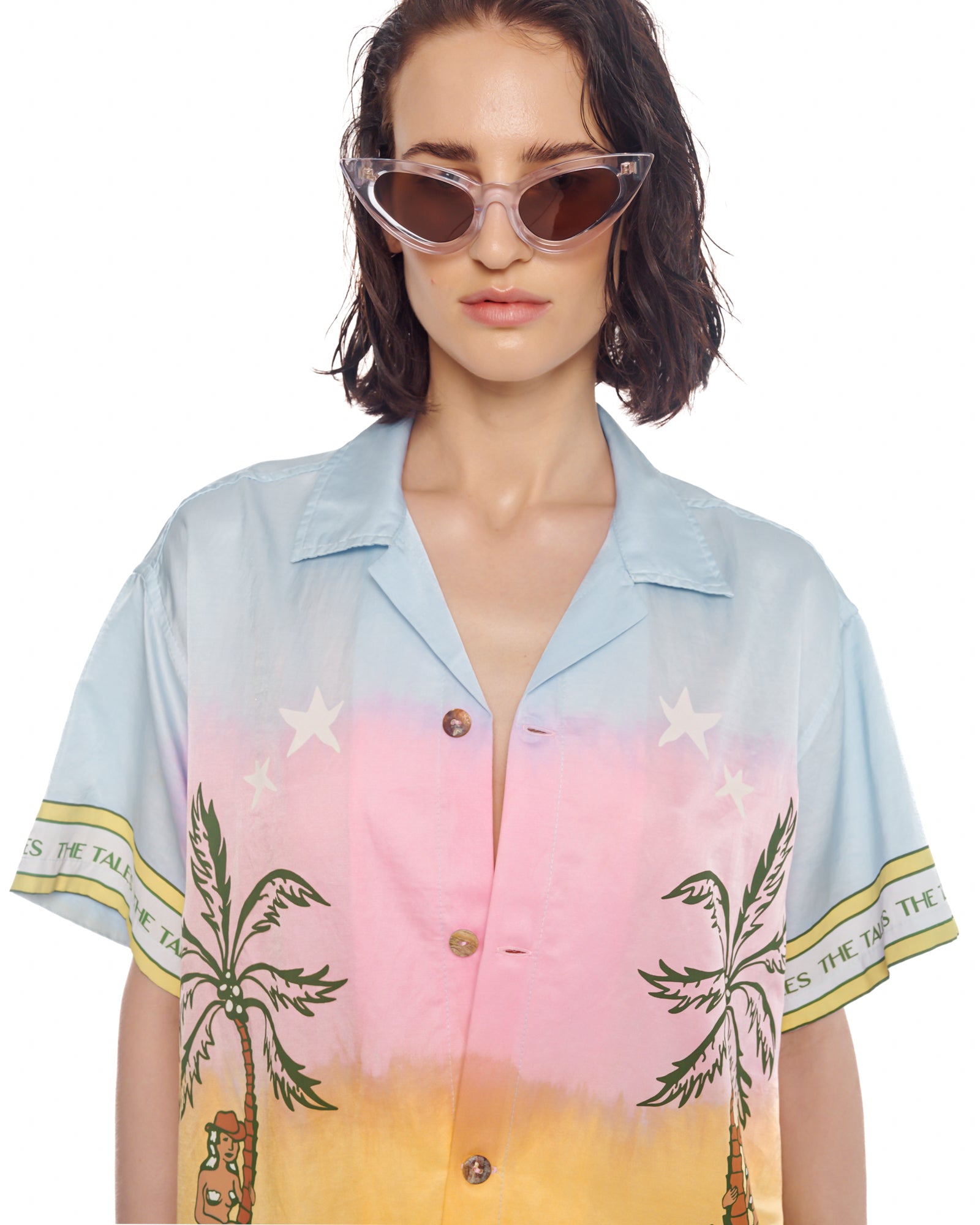 Cowboy Mermaid hand Dyed Camp Shirt