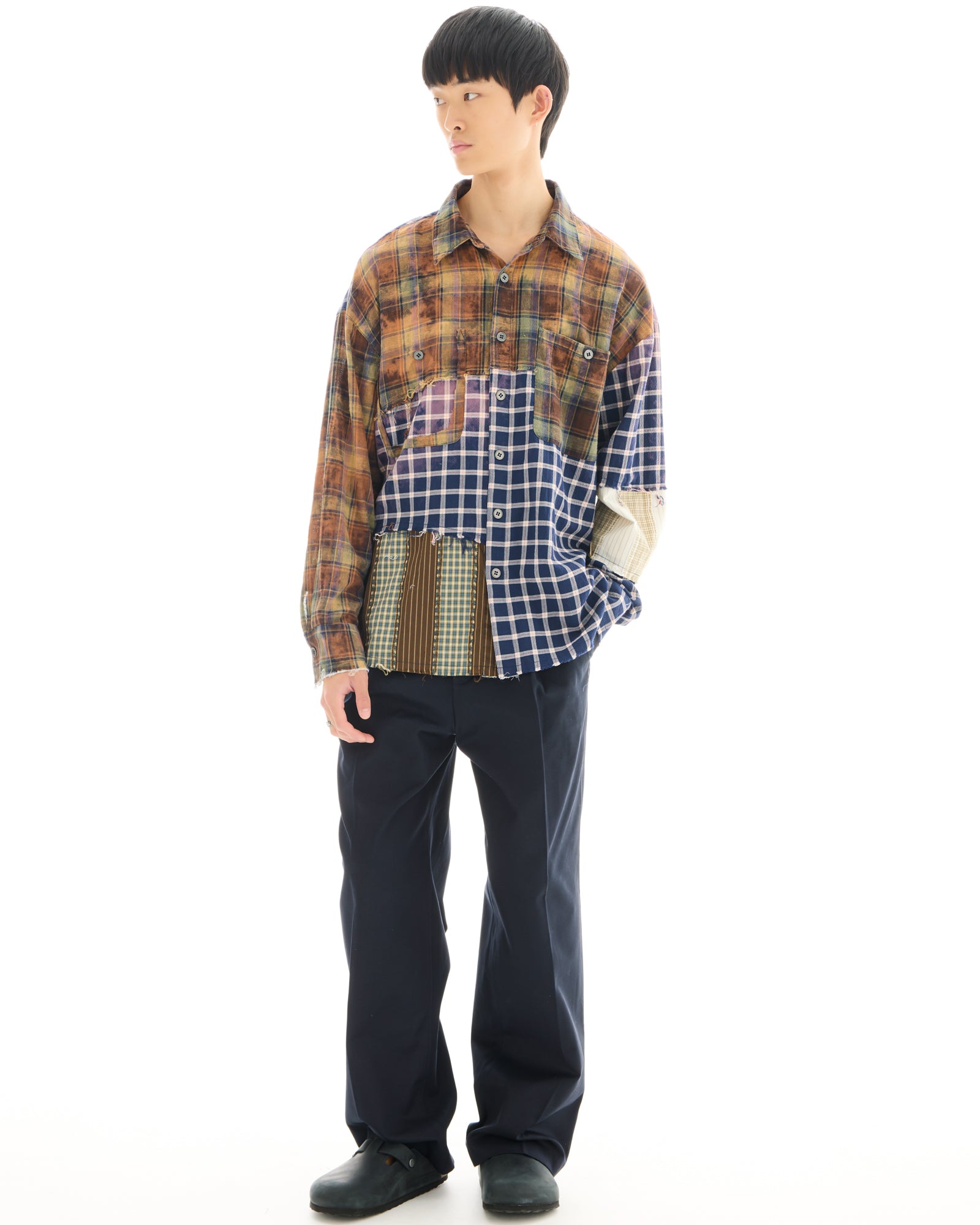 Reworked and Destroyed Mixed Check Shirt