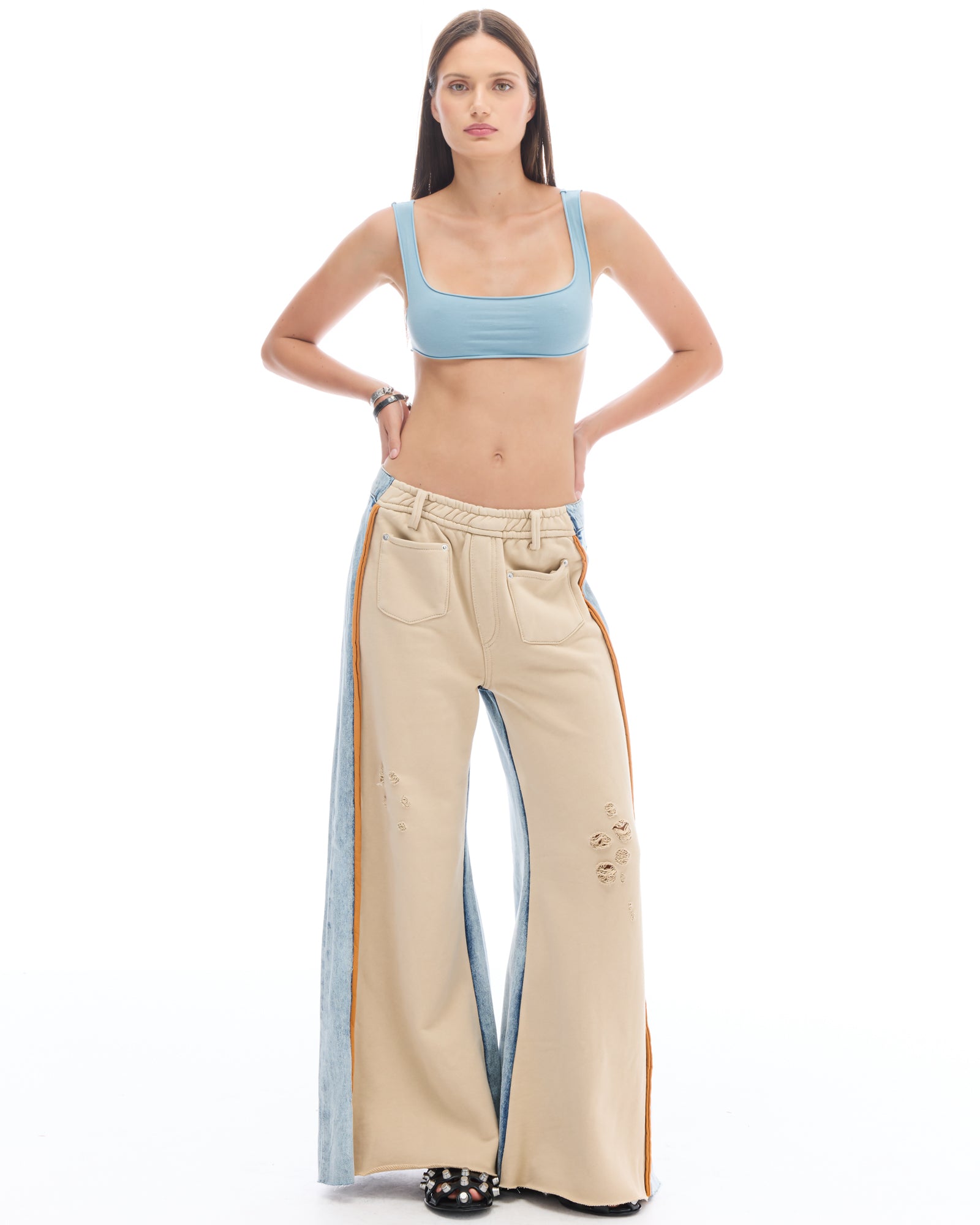 The Tales Denim Patched Sweat Flares
