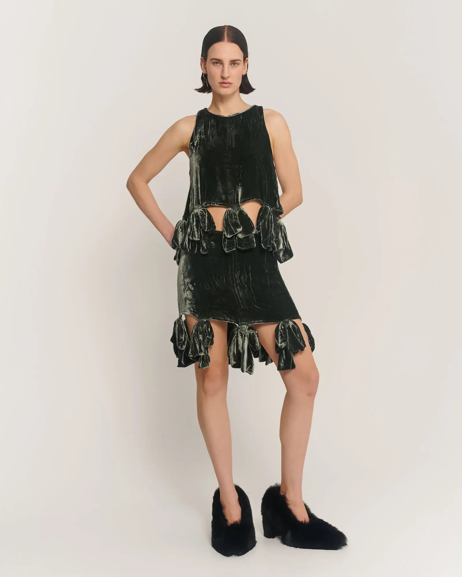 Silk Velvet Party Bow Skirt by THE TALES - side view