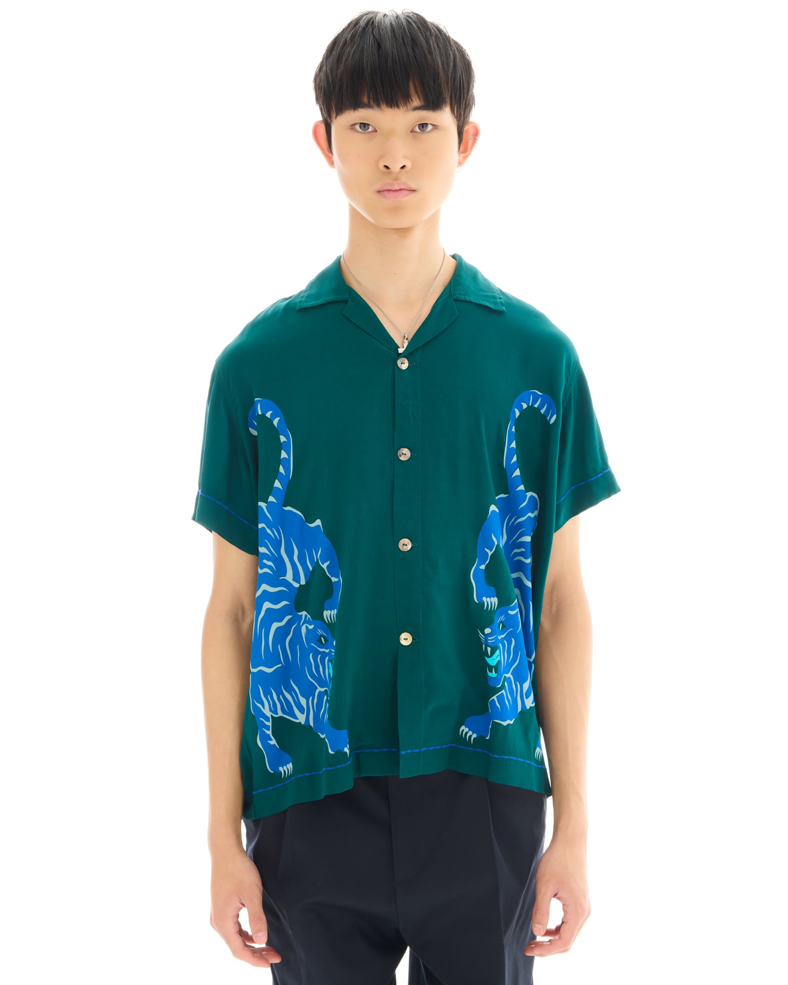 Crouching Tiger Emerald Camp Shirt