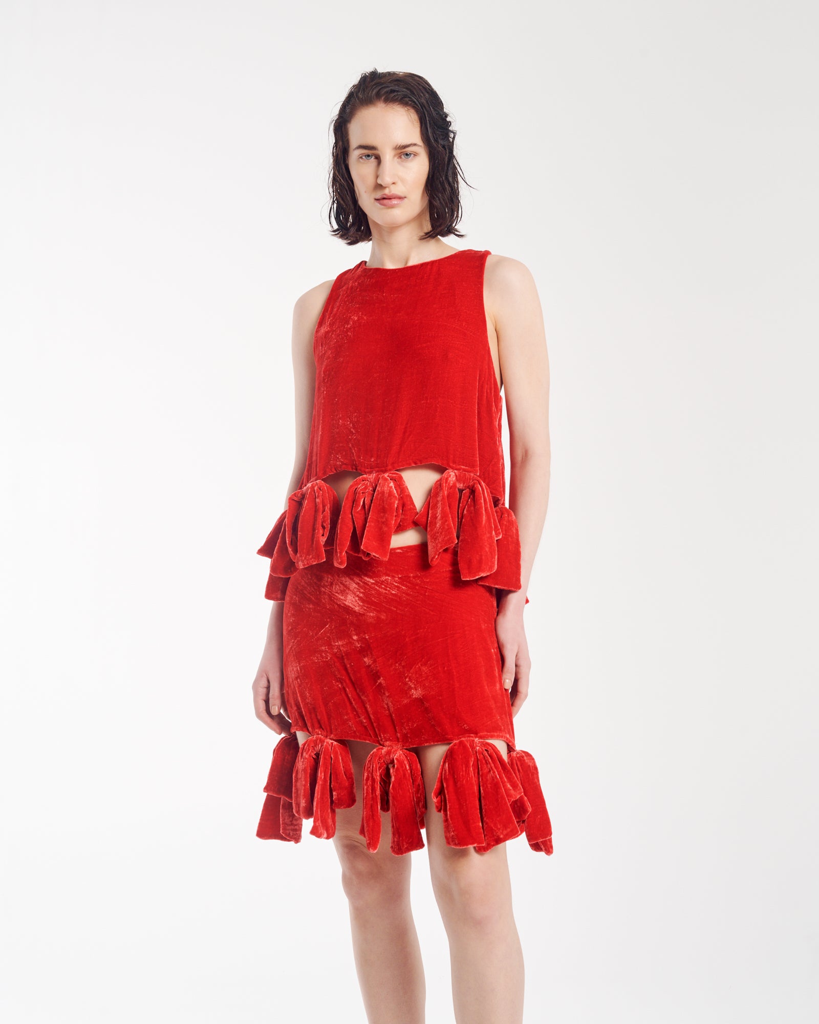 シルクベルベットのパーティーボウスカート