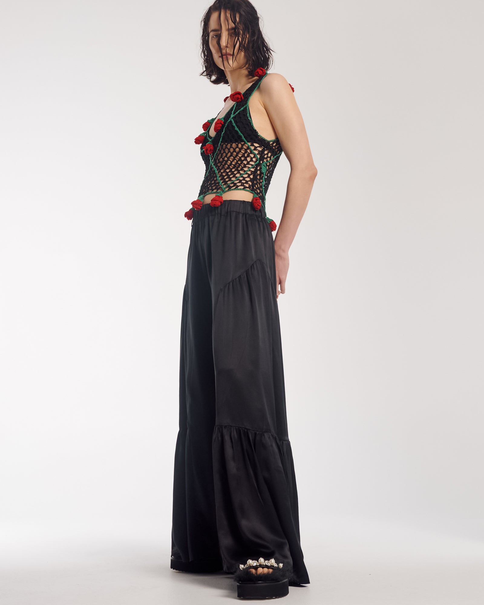 Black Silk Peasant Pants