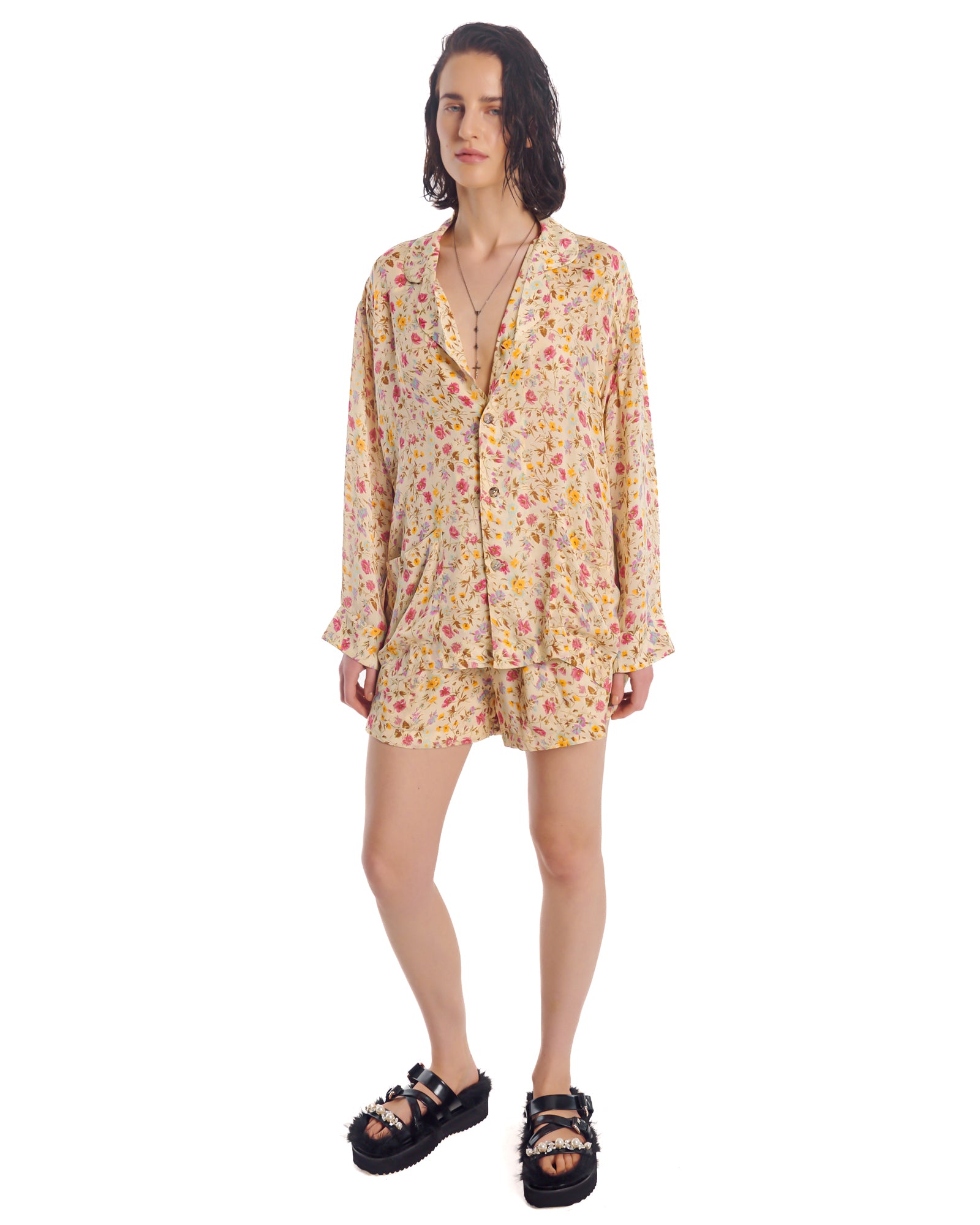 Florence Bloom Crepe Peasant Shirt