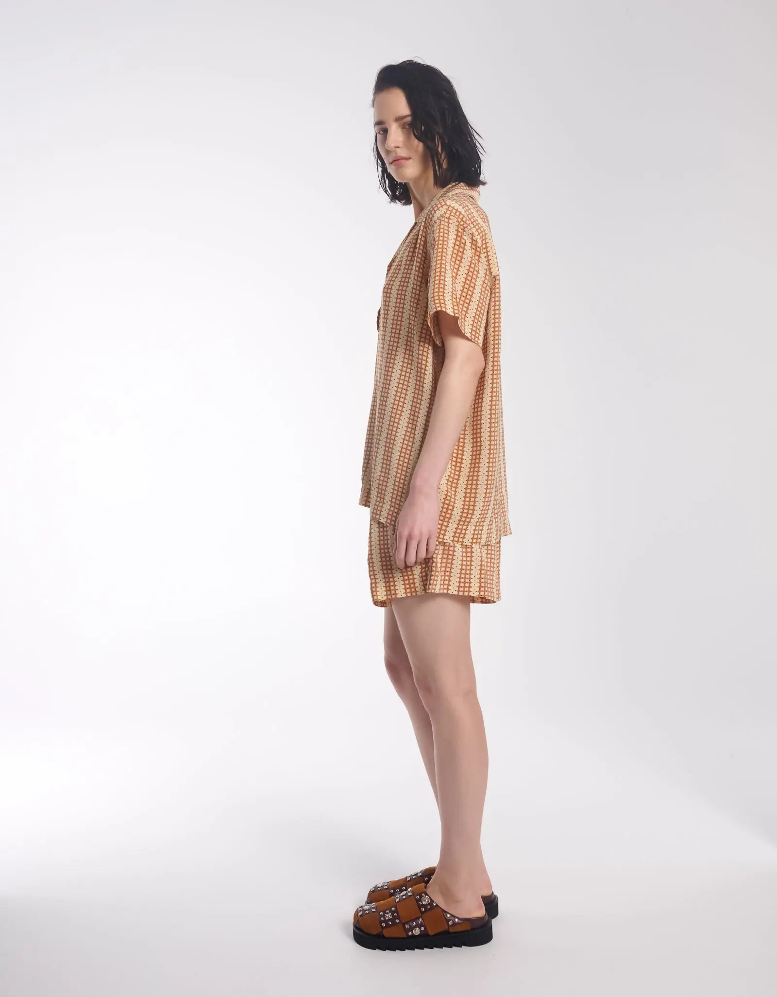 Retro Daisy Crepe Camp Shirt by THE TALES - back view