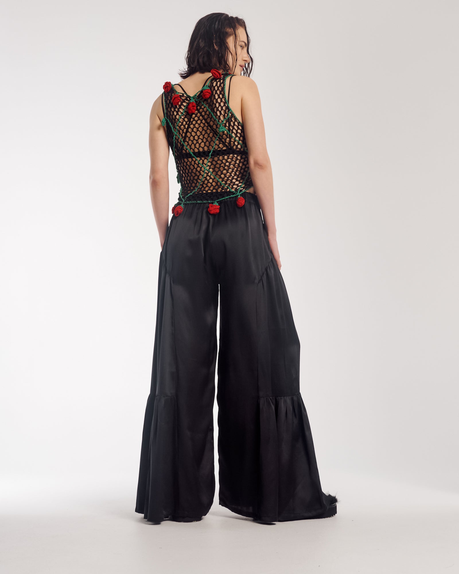 Black Silk Peasant Pants