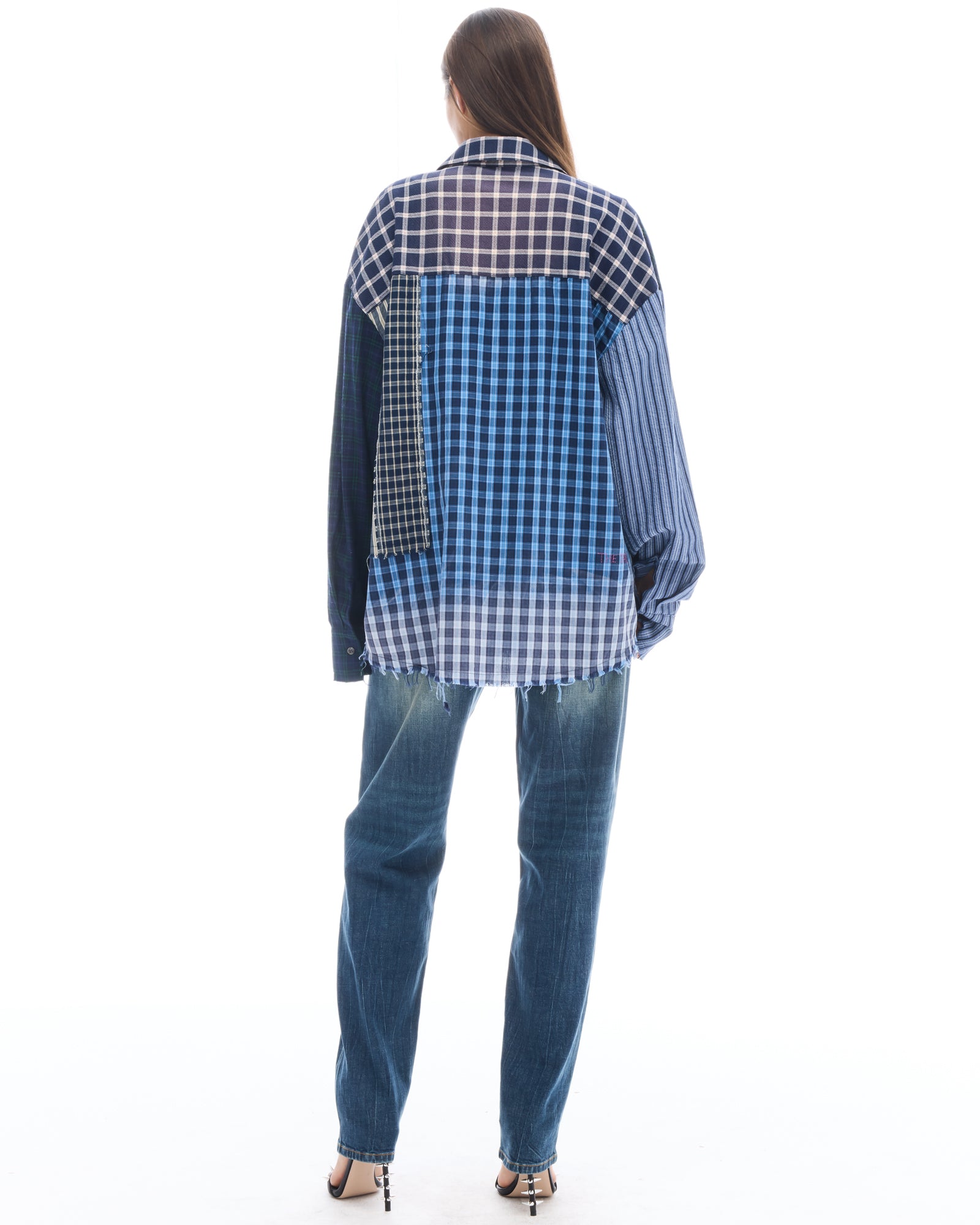 Patchwork Check Stripe Shirt