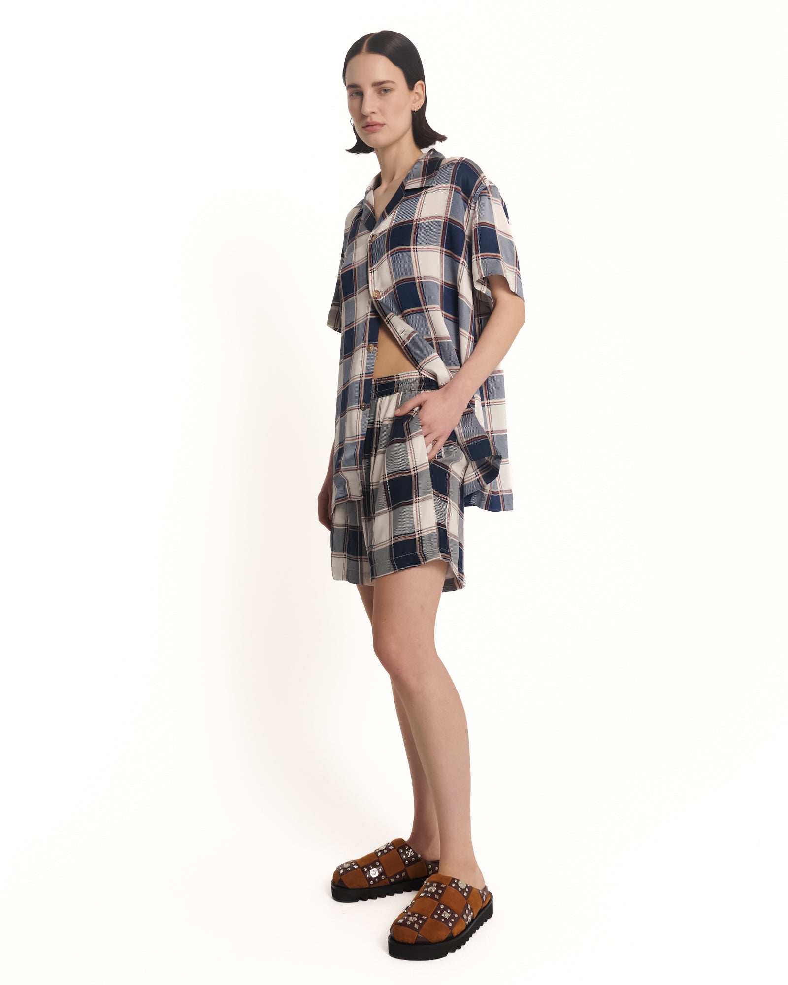 Silk Check Boxer Short
