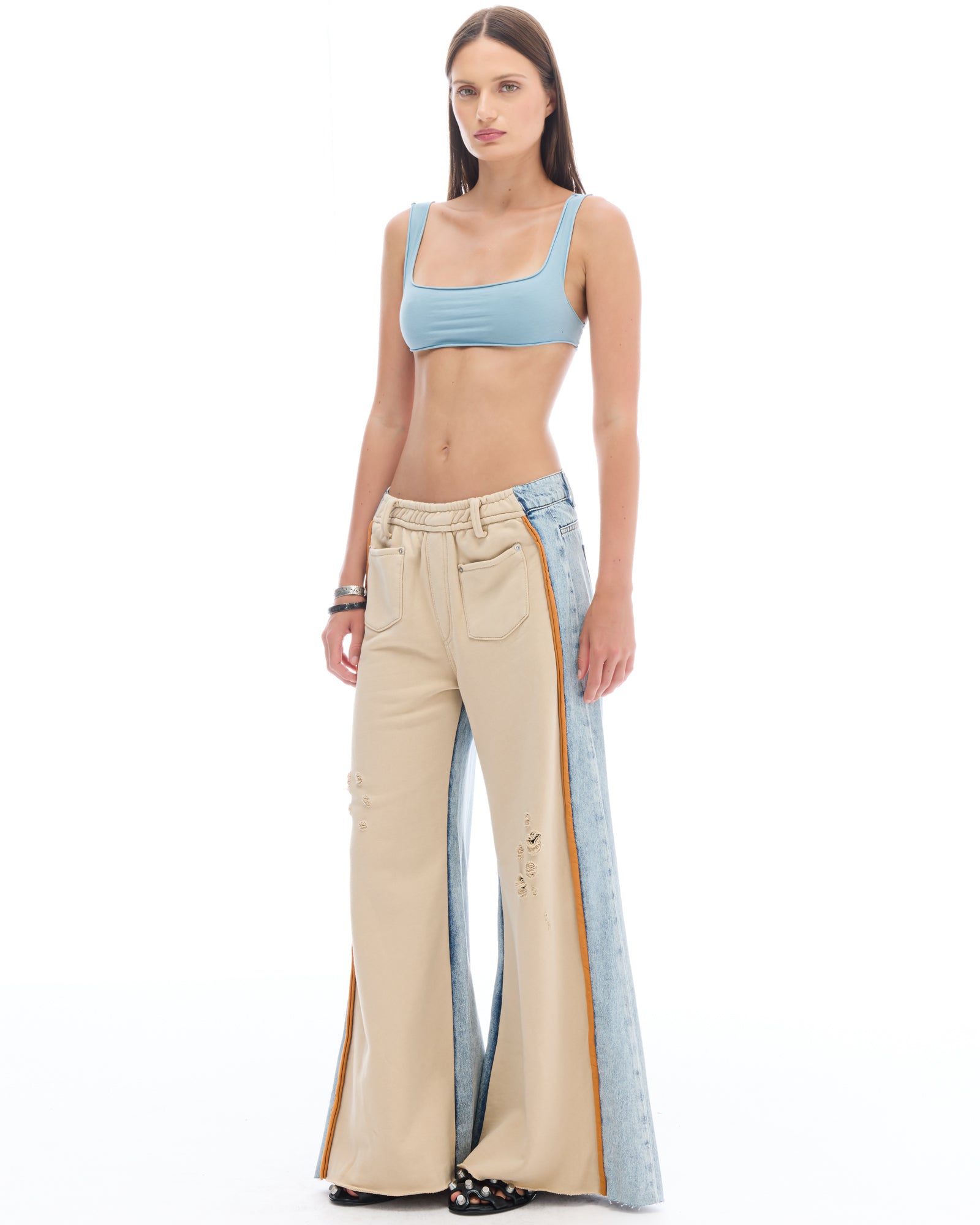 The Tales Denim Patched Sweat Flares