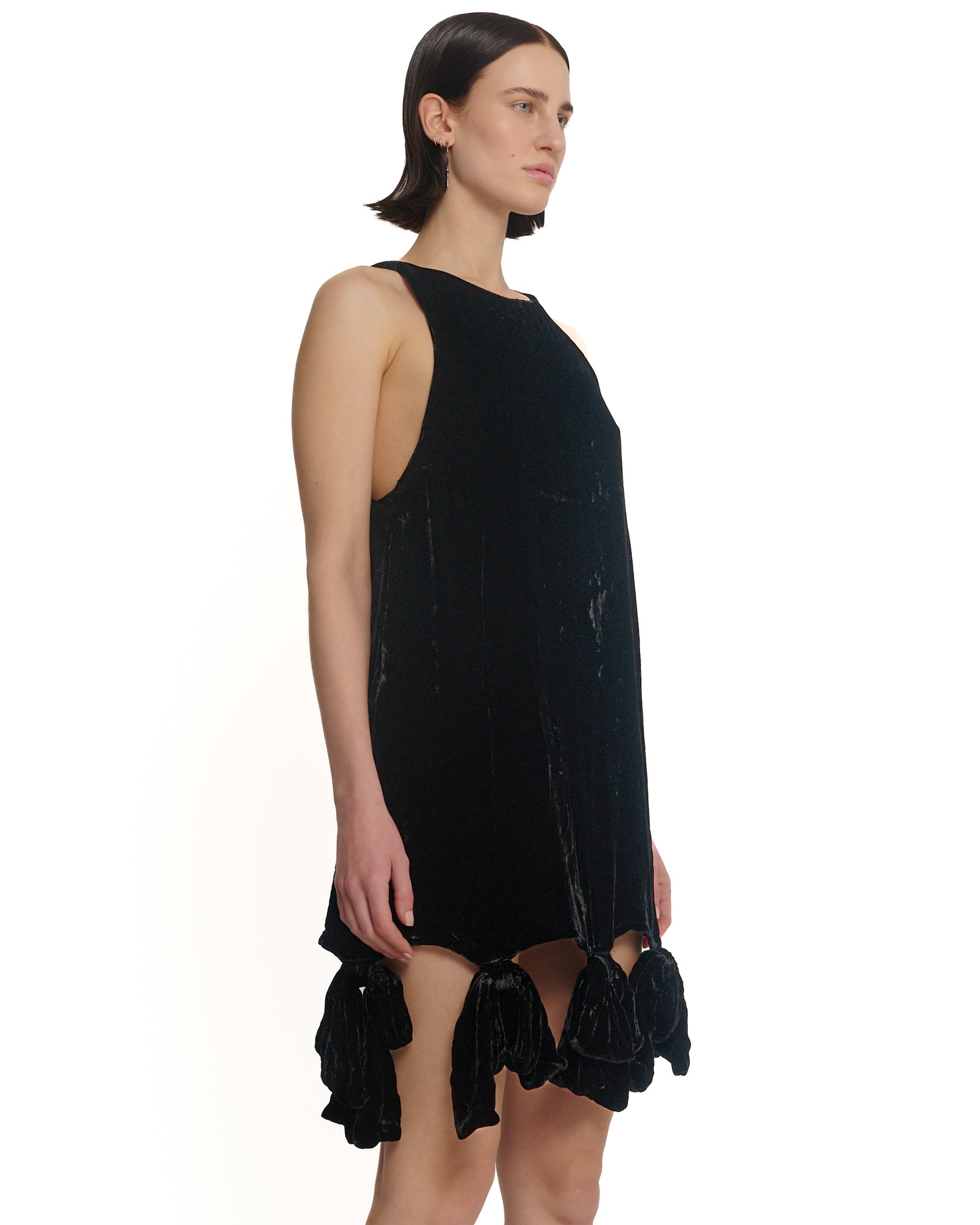 Silk Velvet Party Bow Mini Dress