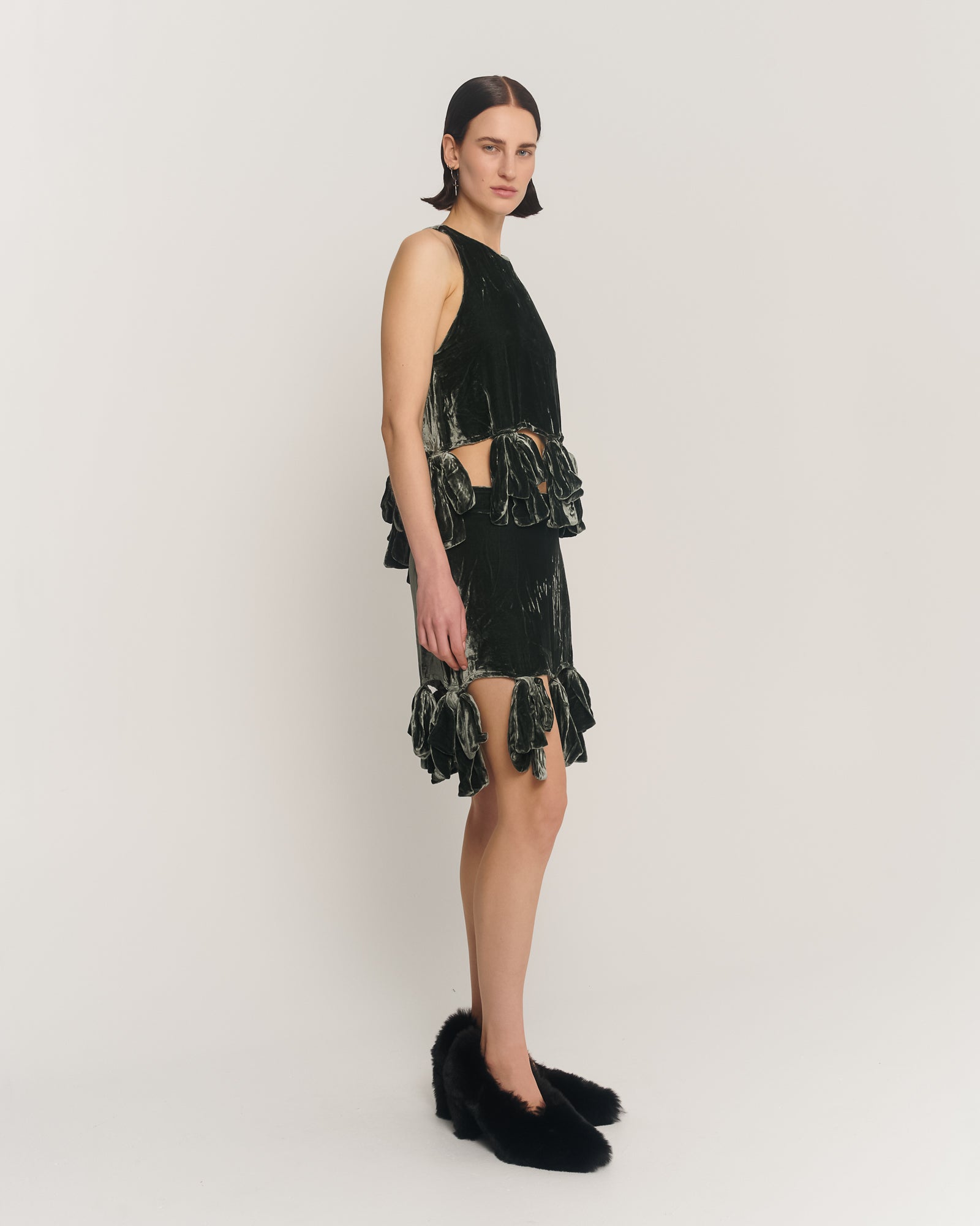 シルクベルベットのパーティーボウスカート