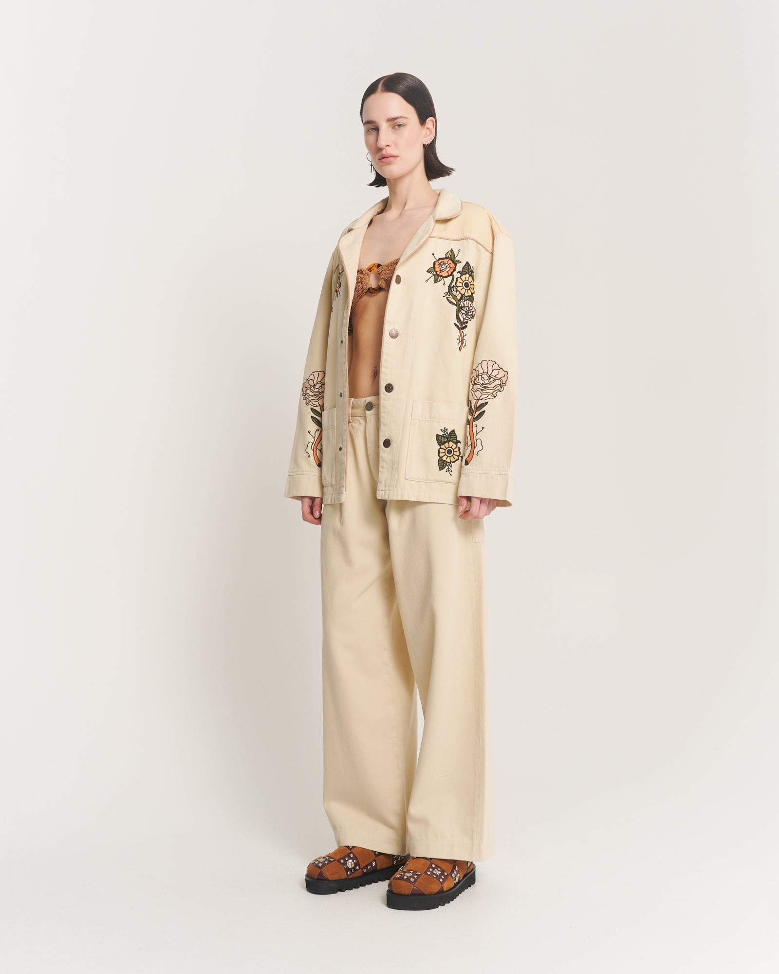 The Tales – Jeans-Overshirtjacke mit Blumenmuster