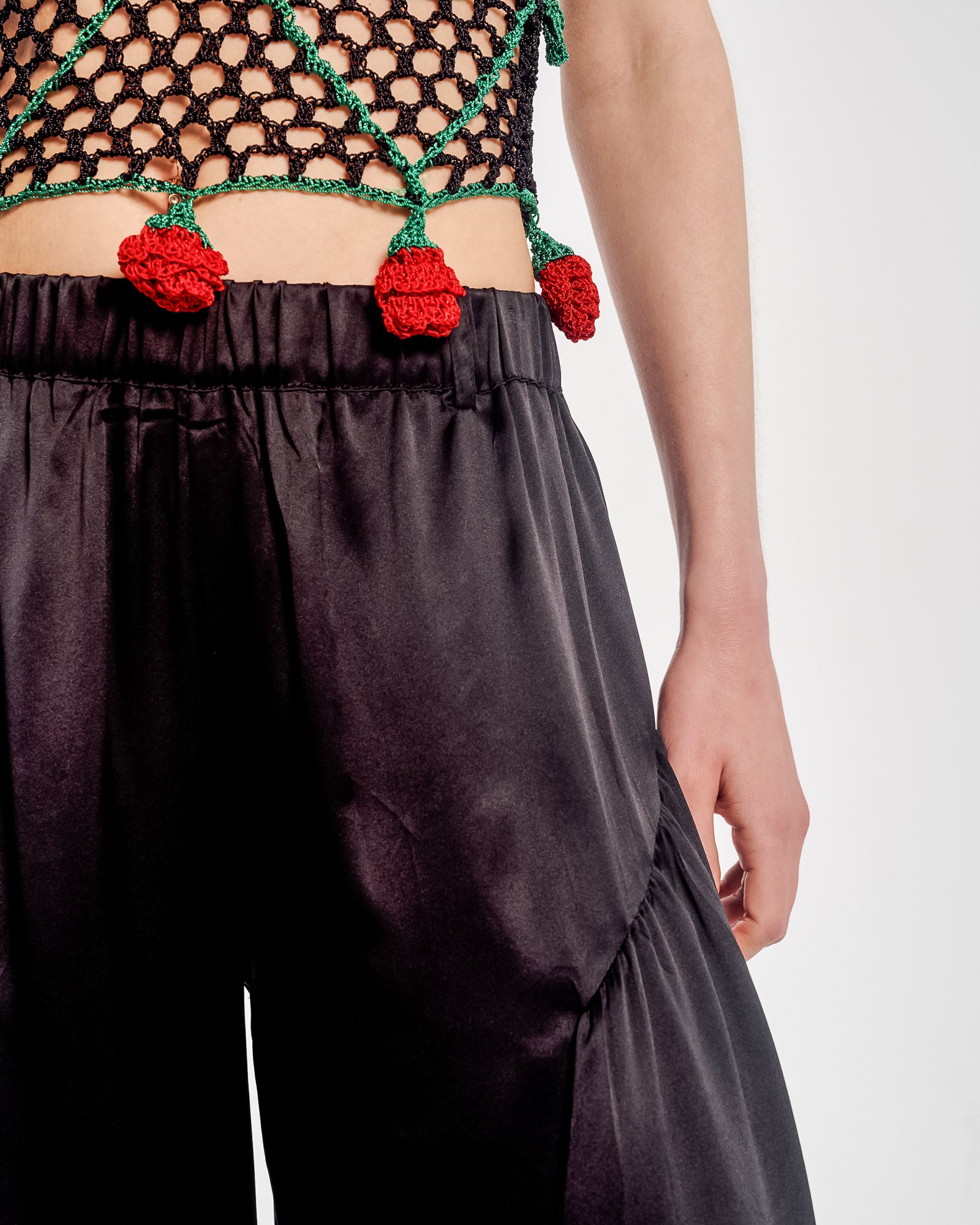 Black Silk Peasant Pants
