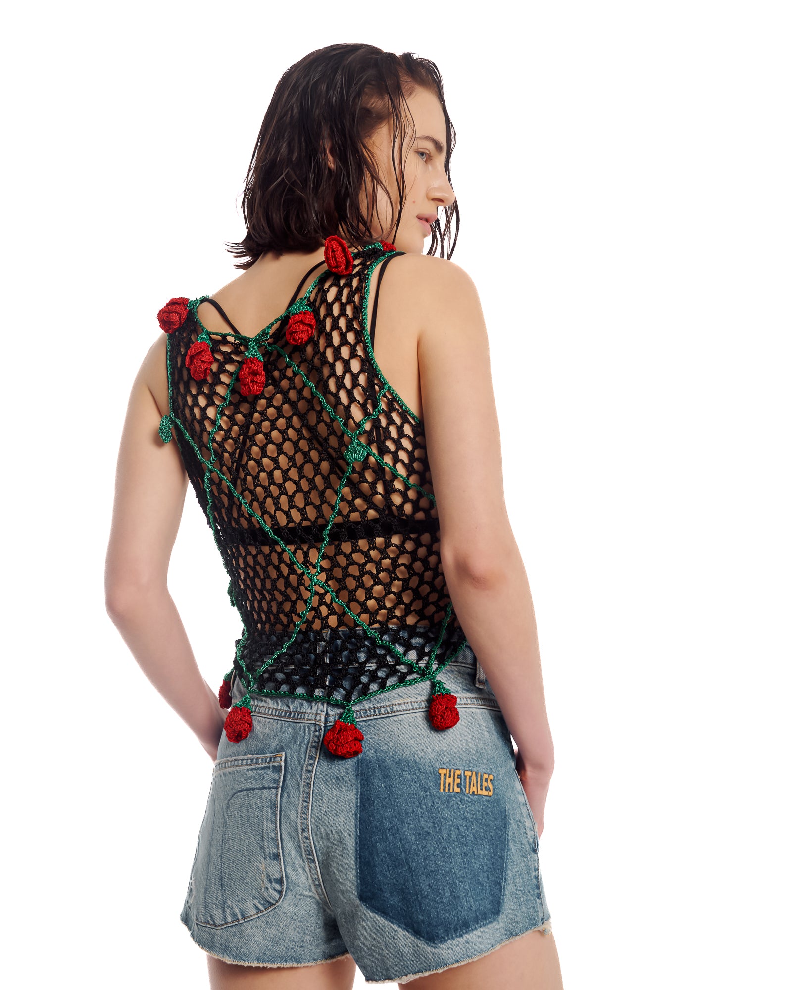Couture Rose Hand Crochet Mesh Tank Top