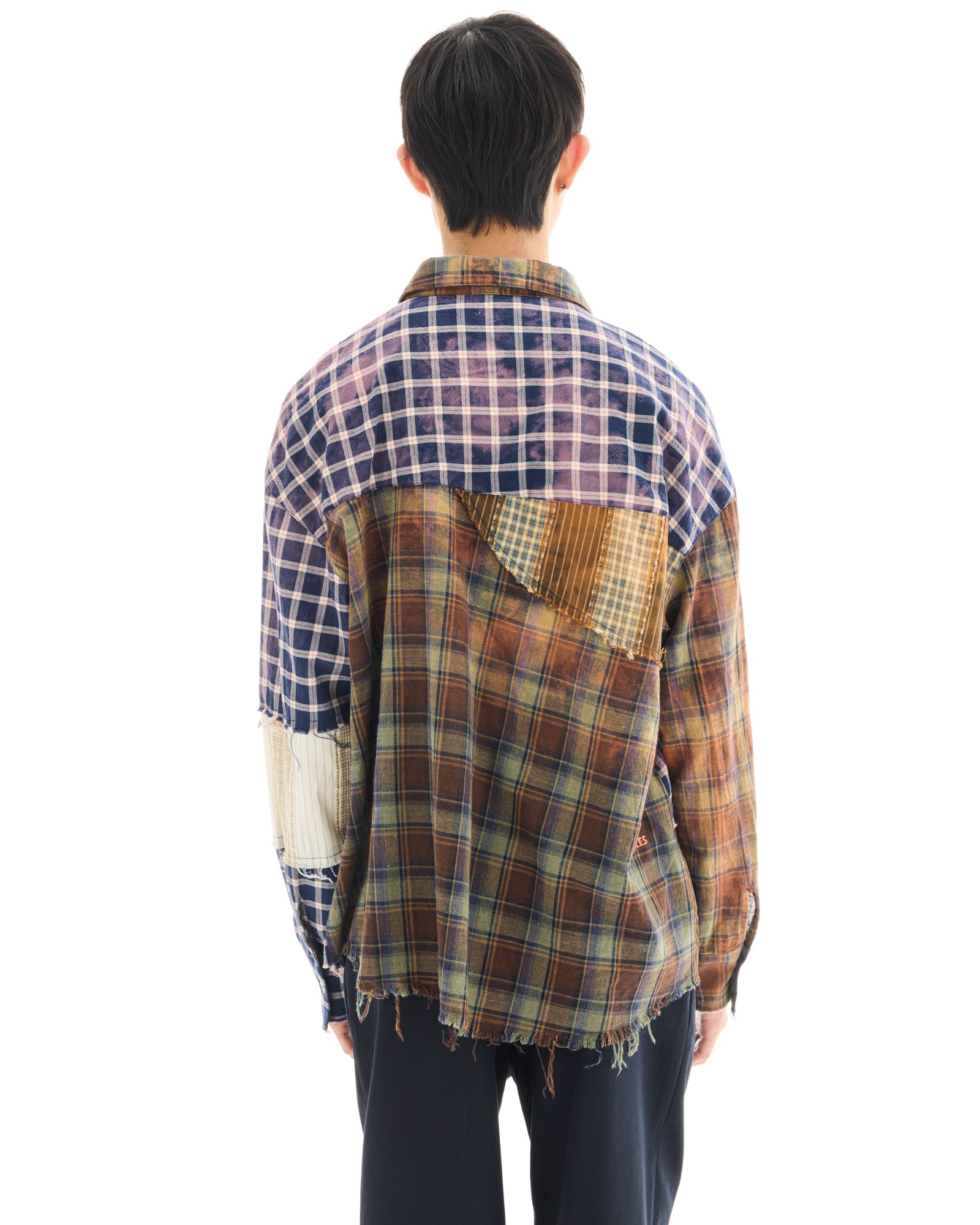 Reworked and Destroyed Mixed Check Shirt