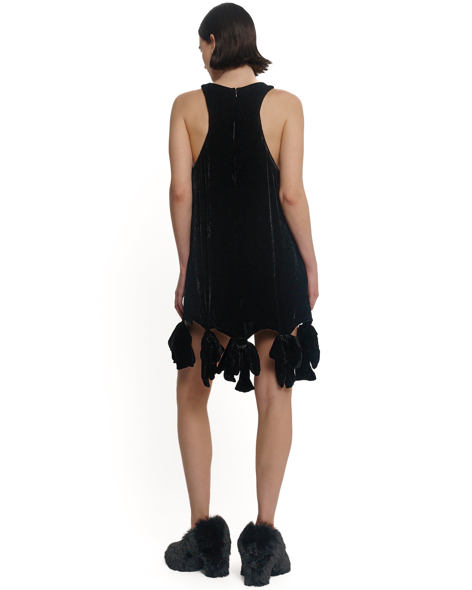 Silk Velvet Party Bow Mini Dress