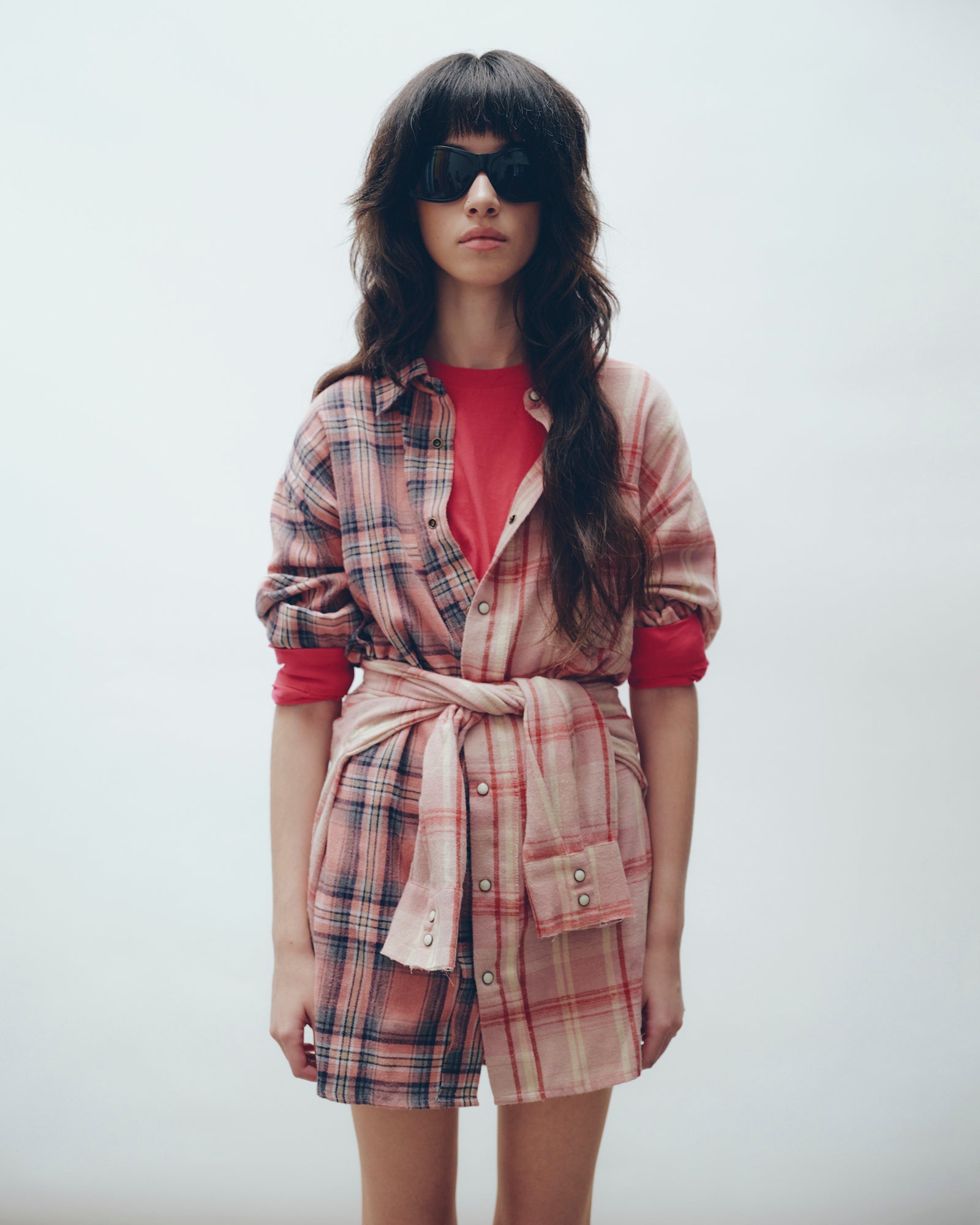 Tied Up Pre Styled Flannel Shirt Dress THE TALES