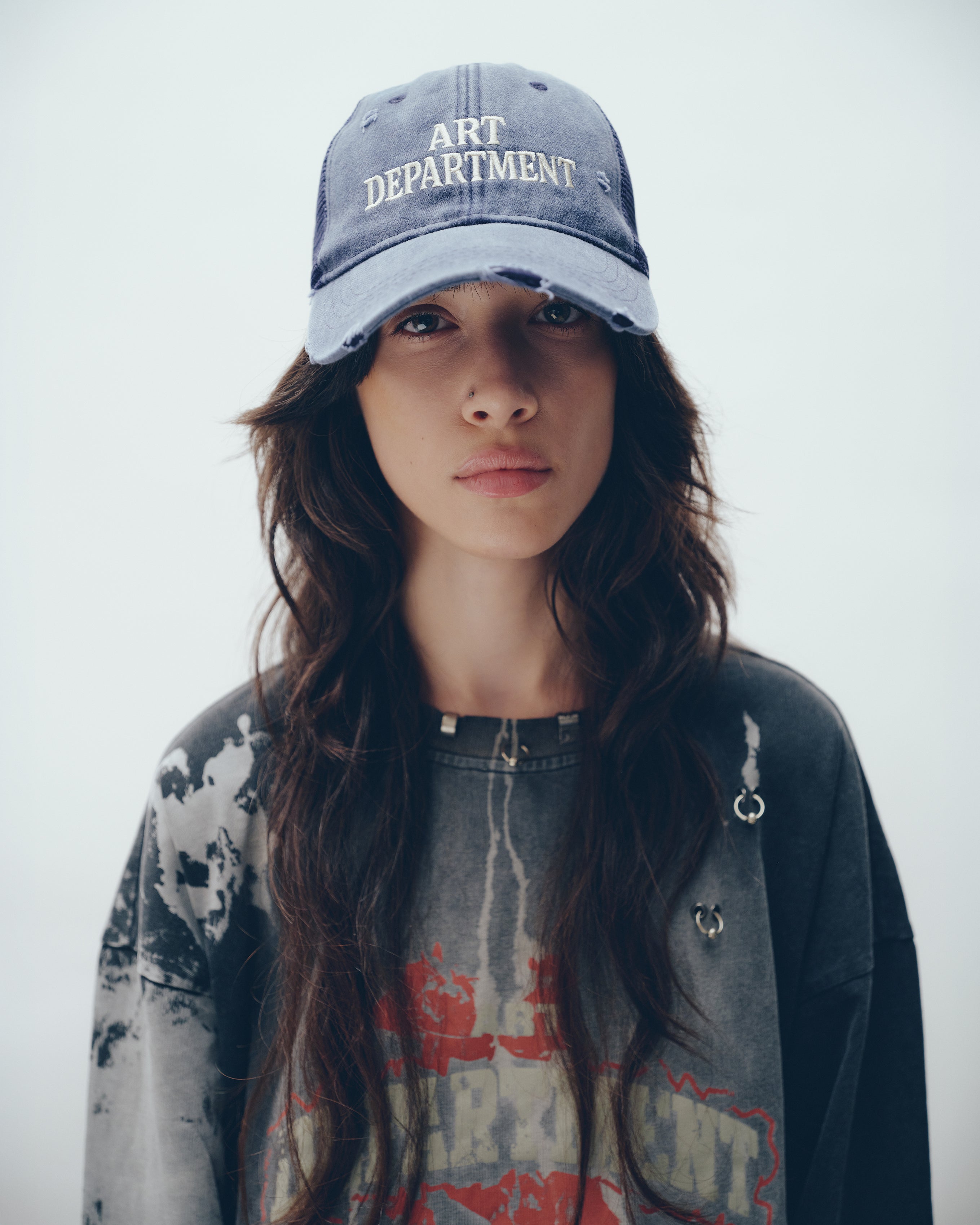 Destroyed Art Department Navy Trucker Cap THE TALES