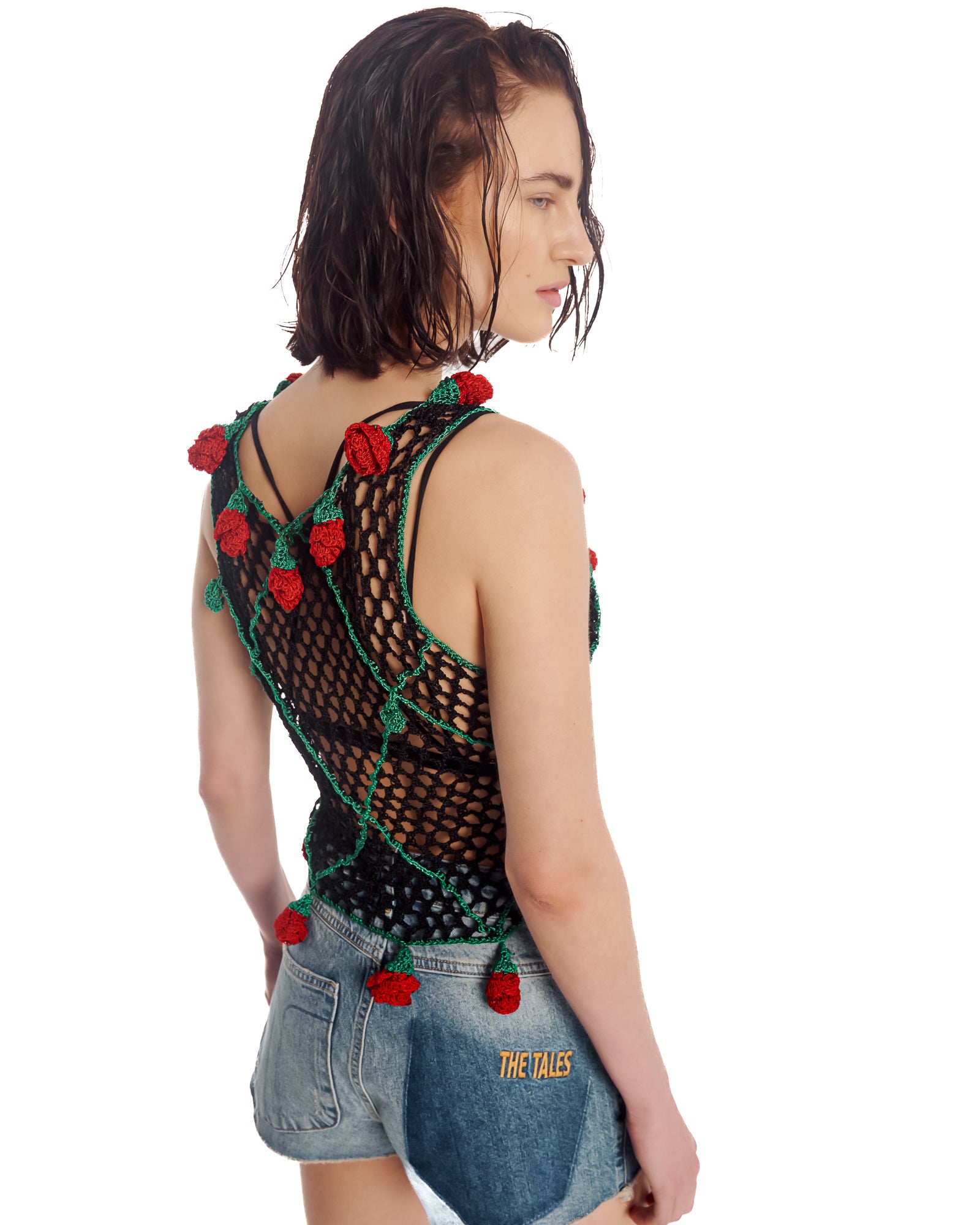 Couture Rose Hand Crochet Mesh Tank Top