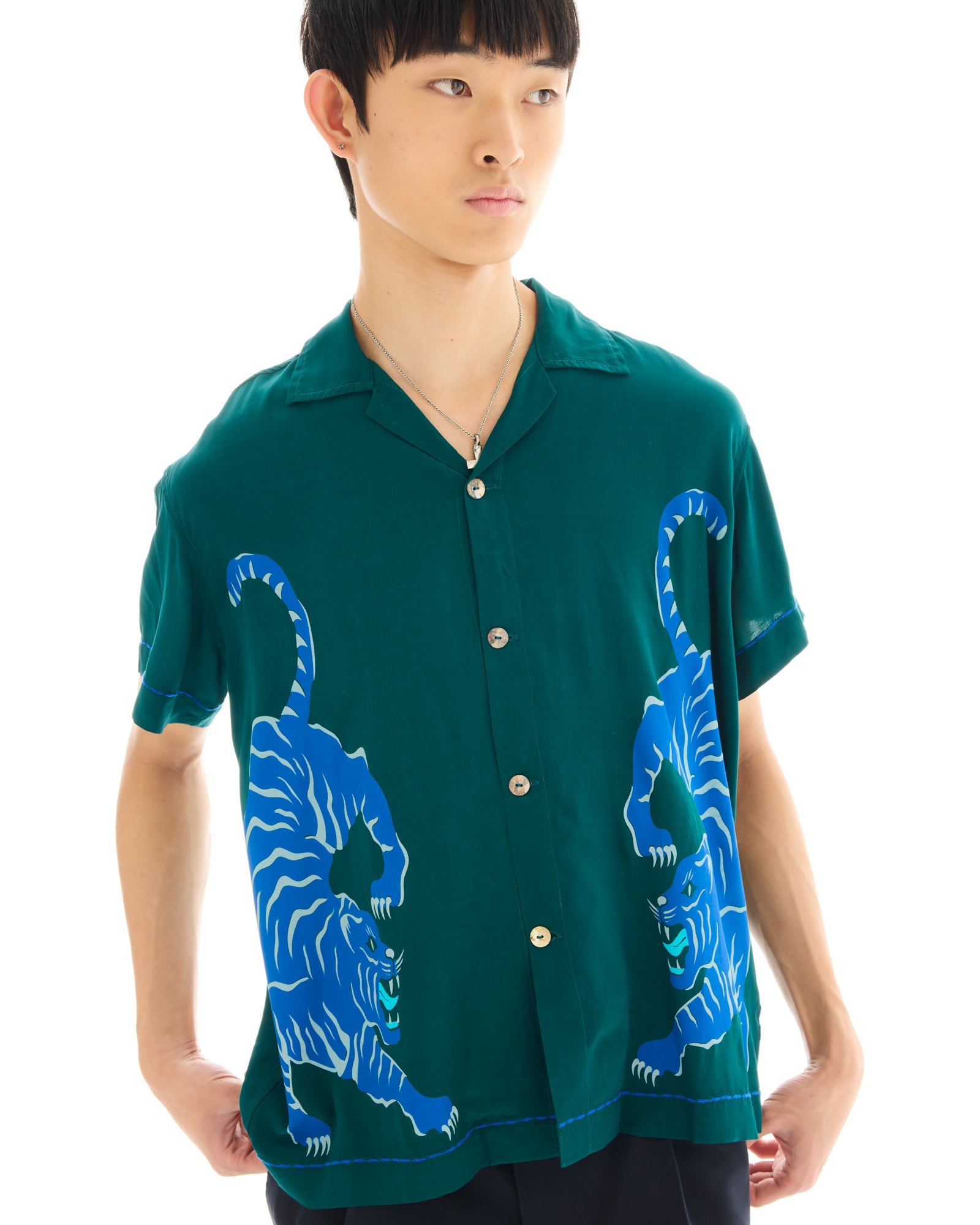 Crouching Tiger Emerald Camp Shirt