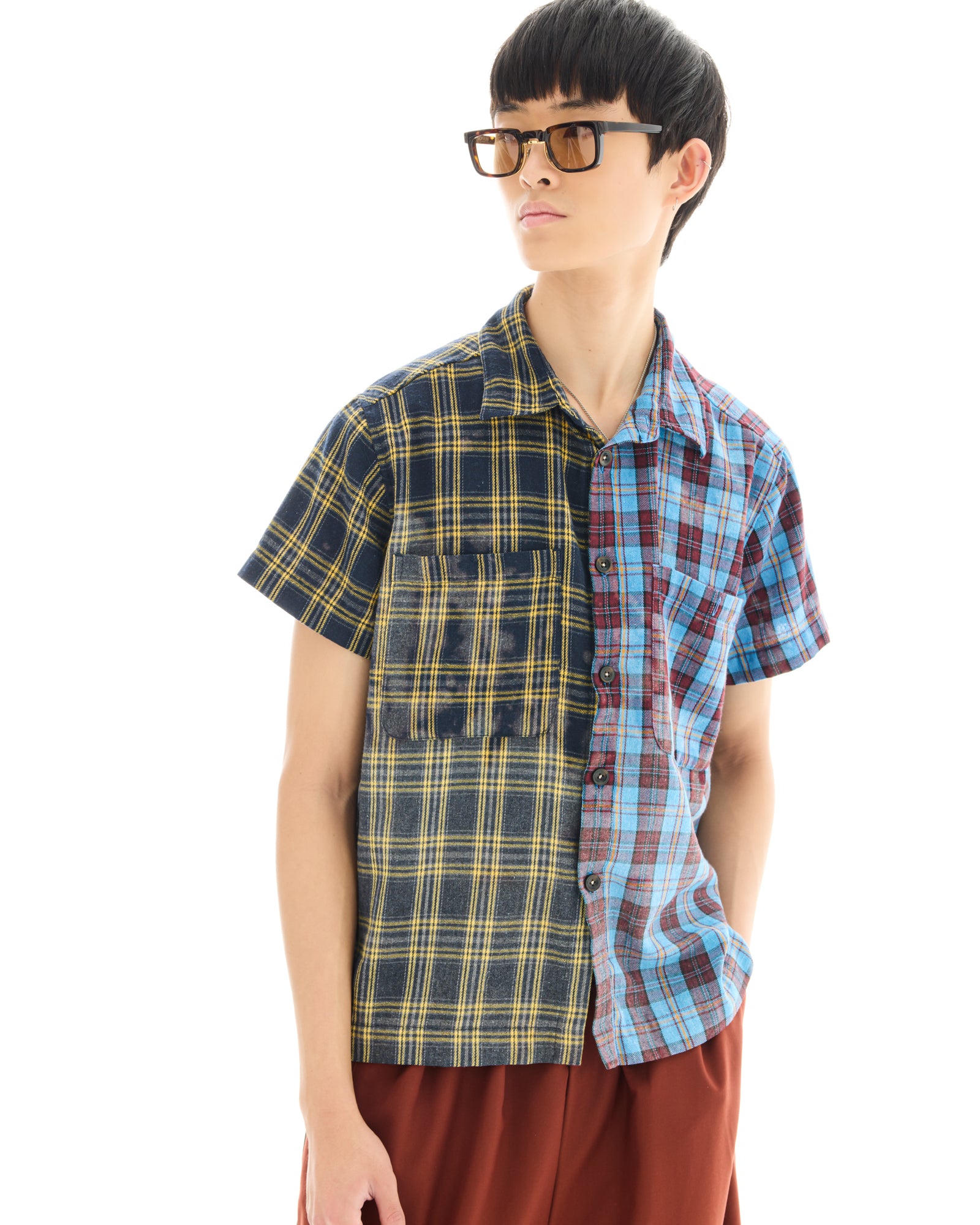 Half n Half Flannel Camp Shirt