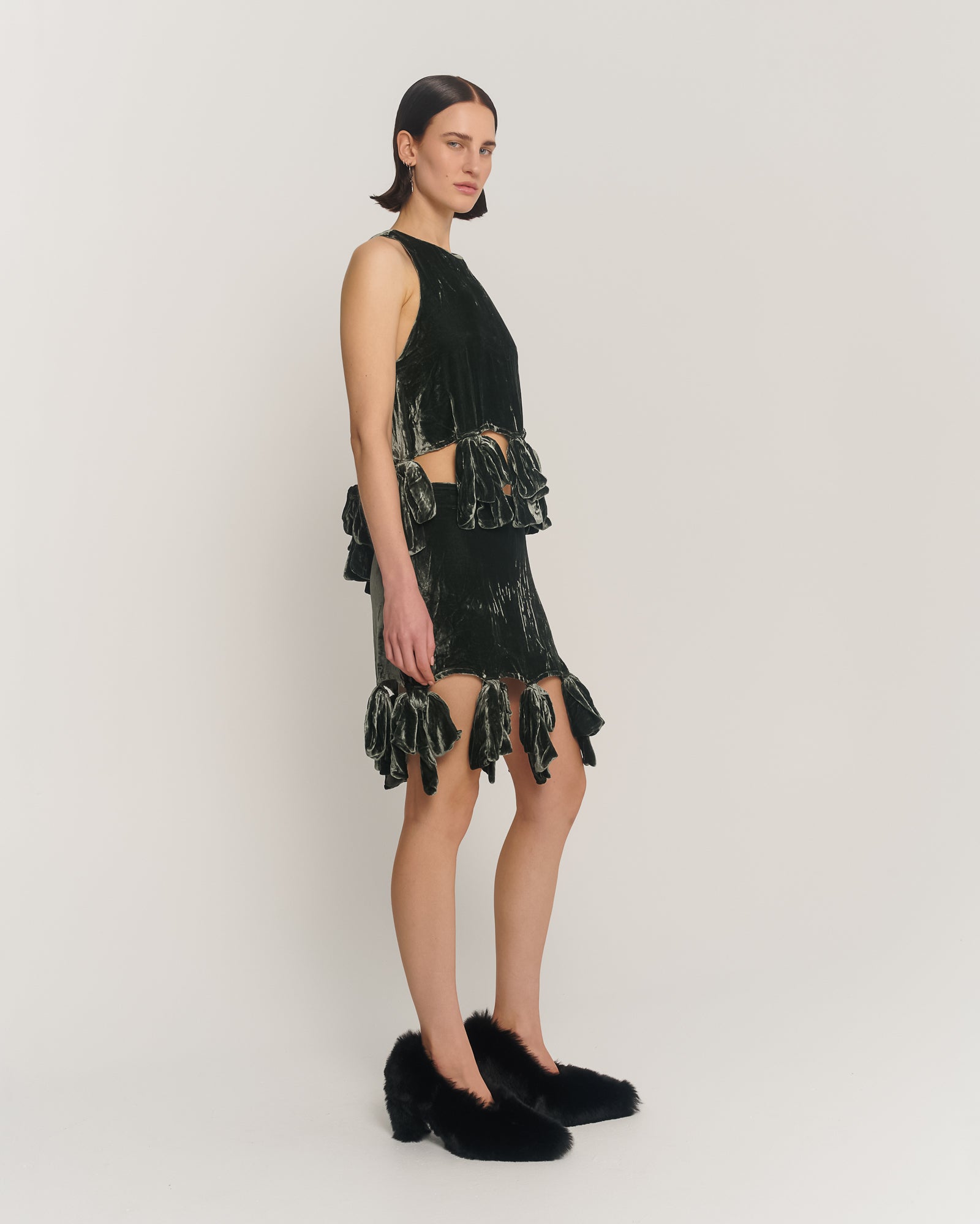 シルクベルベットのパーティーボウスカート