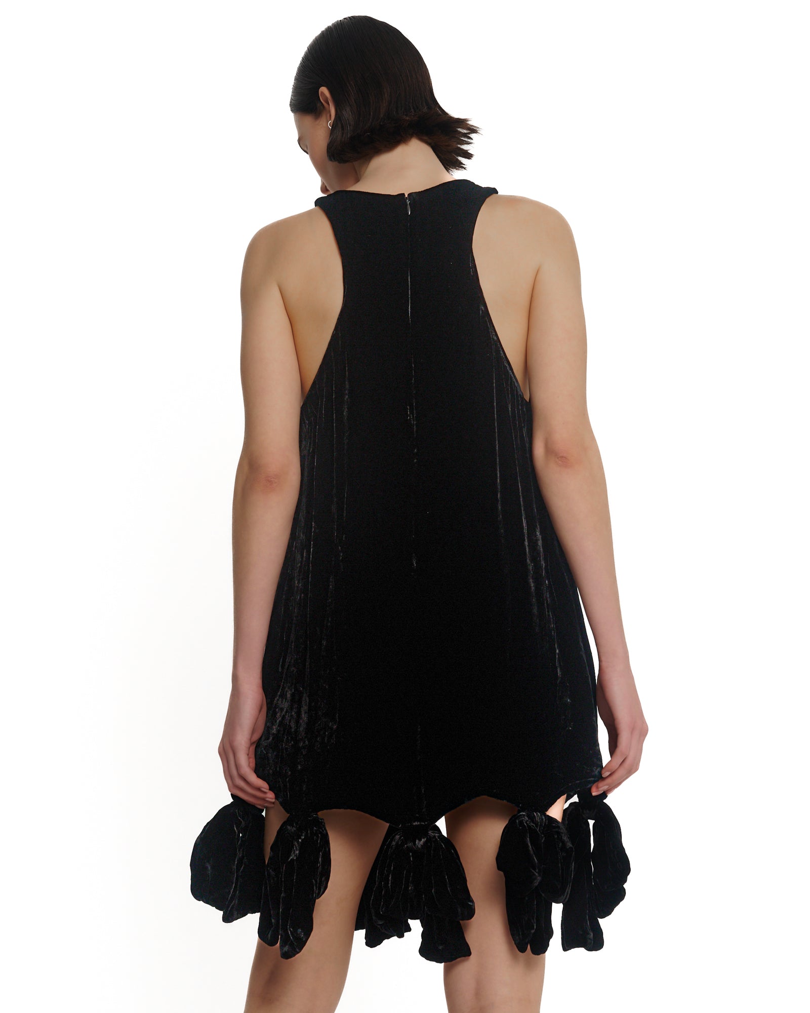 Silk Velvet Party Bow Mini Dress