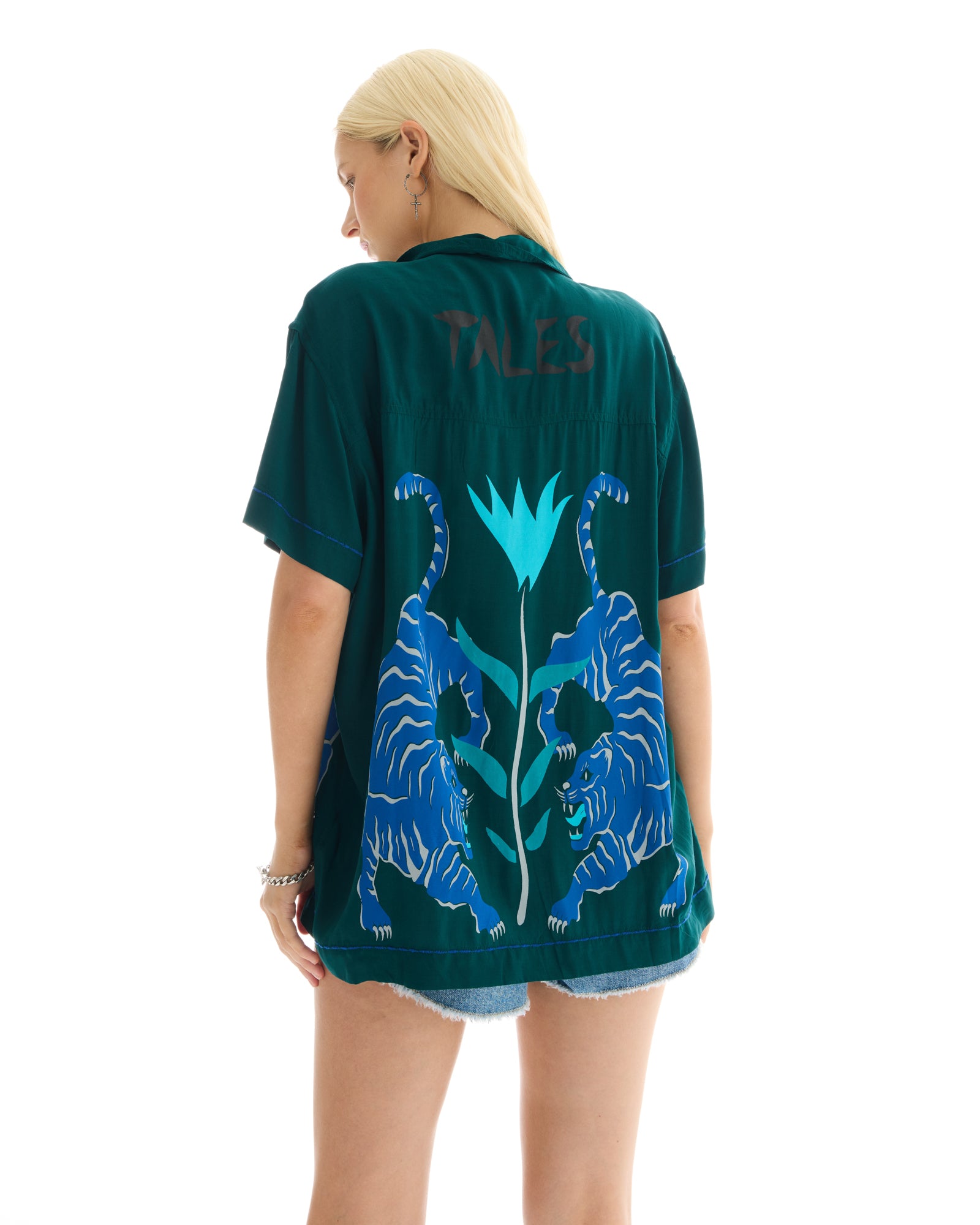 Crouching Tiger Emerald Camp Shirt