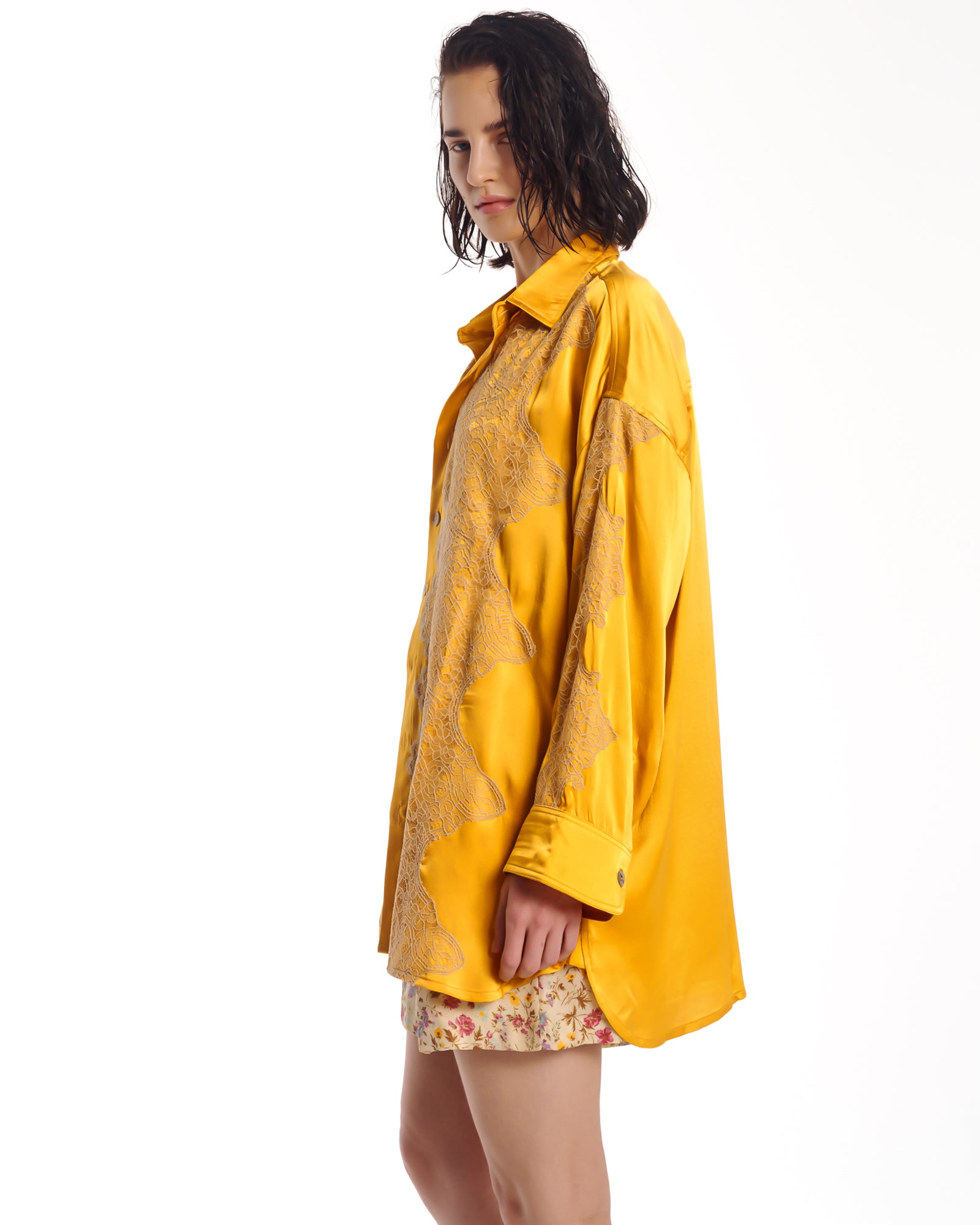 レトロデイジーシルククレープショーツ